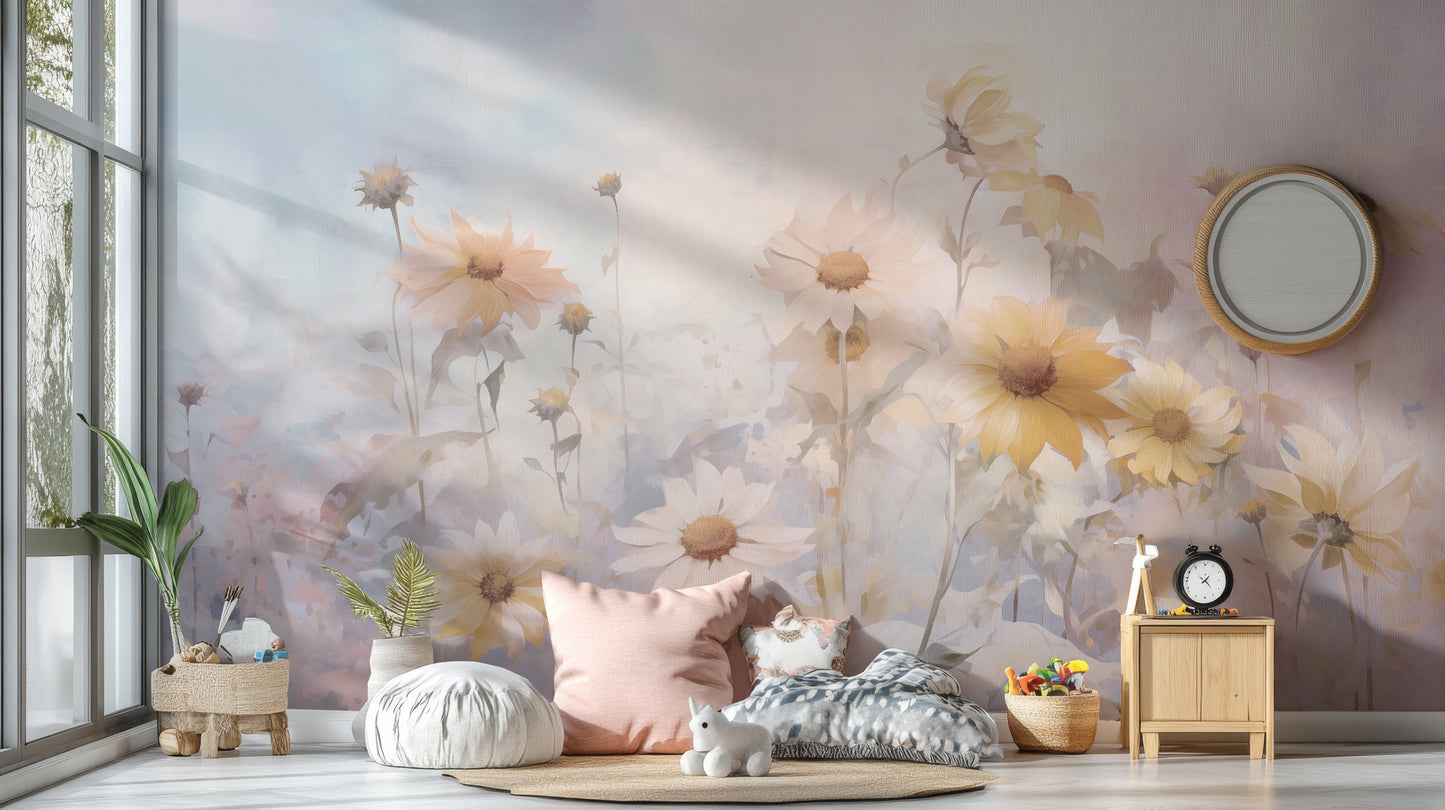 Refresh your walls with the beauty of colorful marigold flower wallpaper.