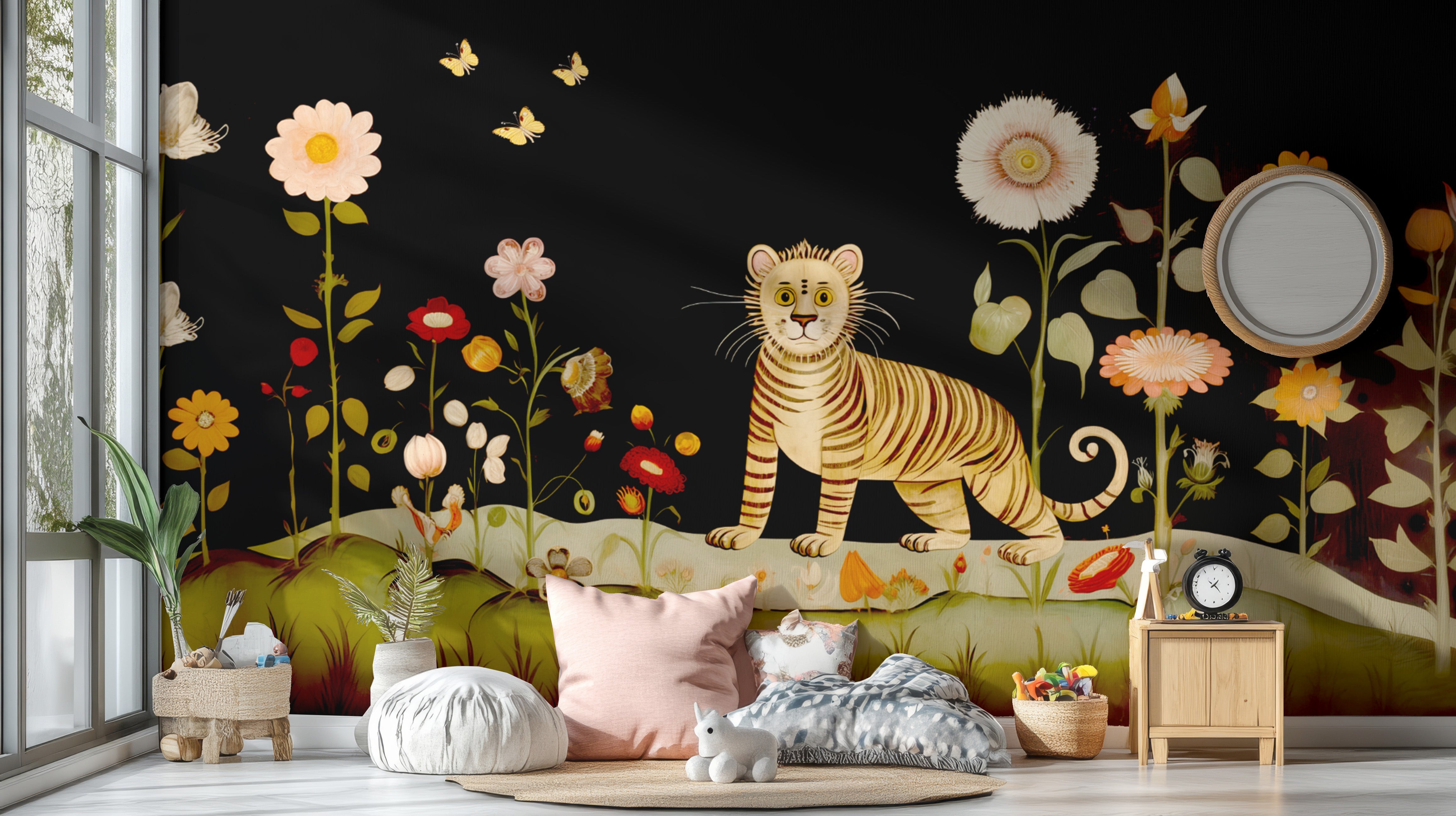 Tibetan Flower Tiger Wallpaper Murals - Giffywalls