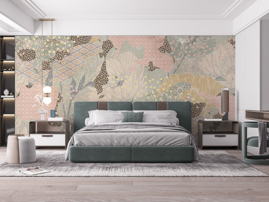 Boho artistic wallpaper mural design
