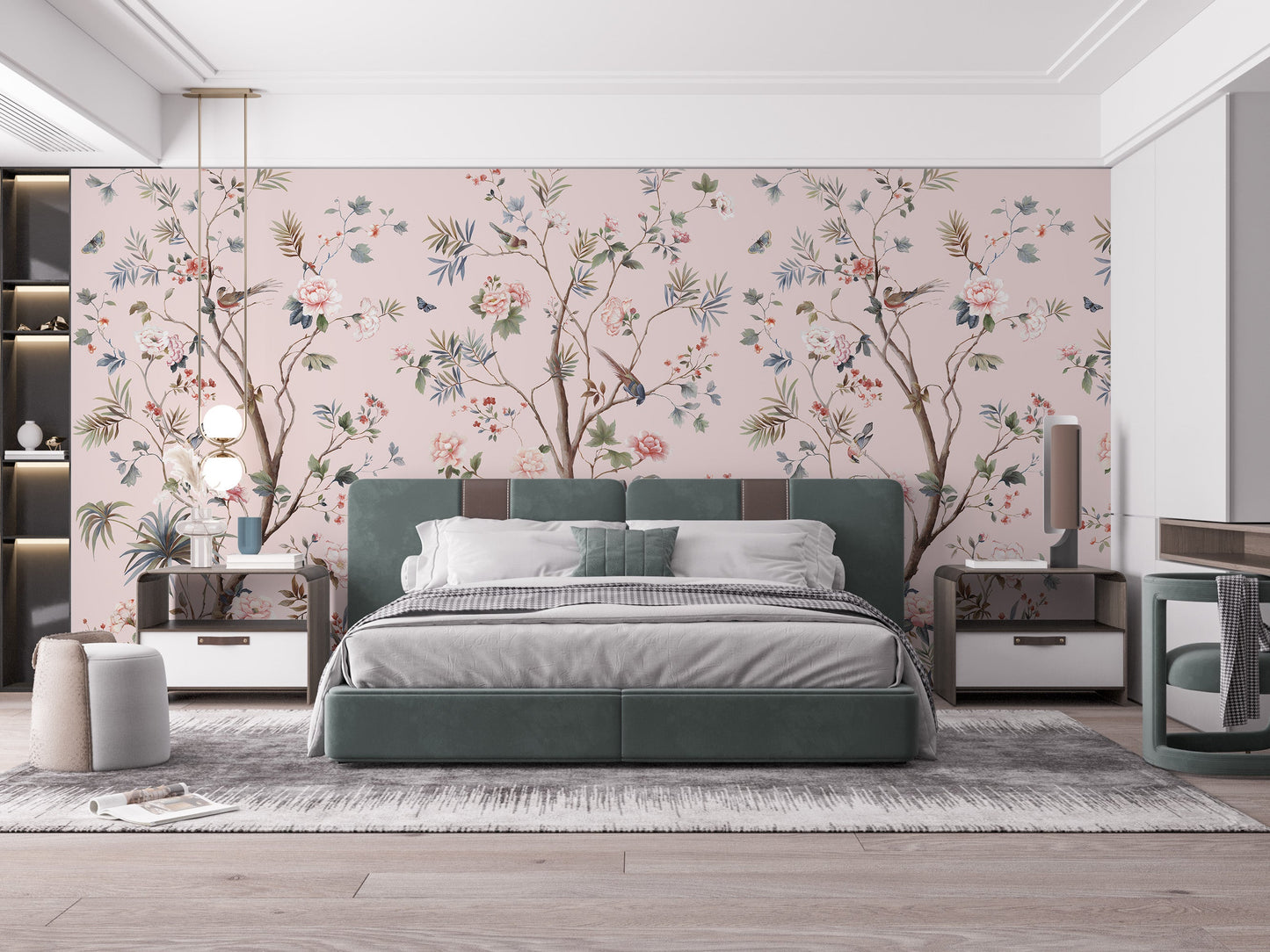 Floral Design Pink Chinoiseries wallpaper - Giffywalls