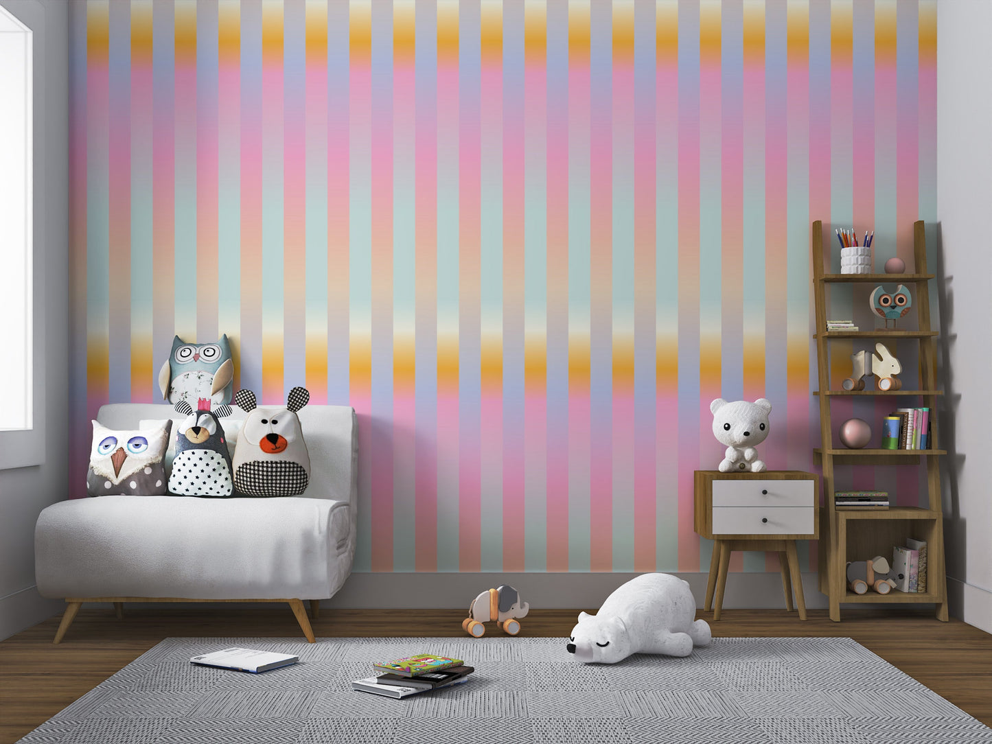 Sophisticated Soft-Hued Stripe Wall Mural
