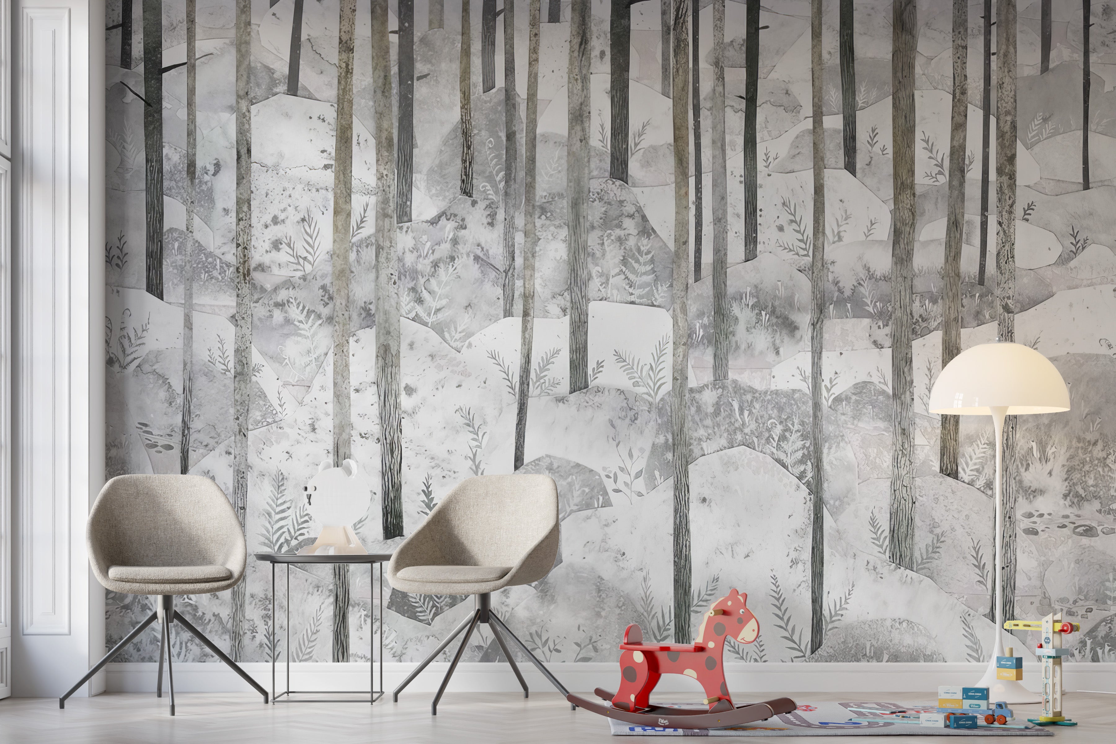 Sophisticated frosty fern forest decor mural