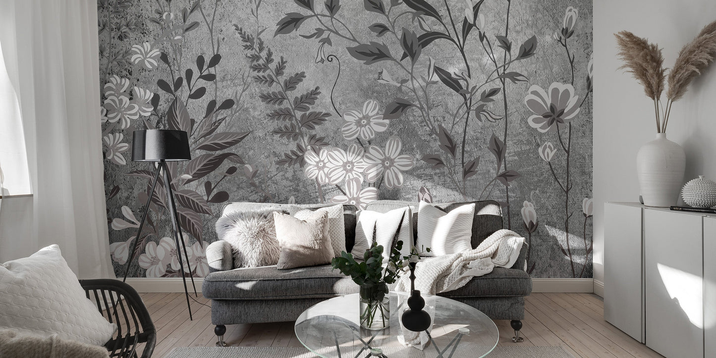 Artistic botanical wallpaper with vintage charm
