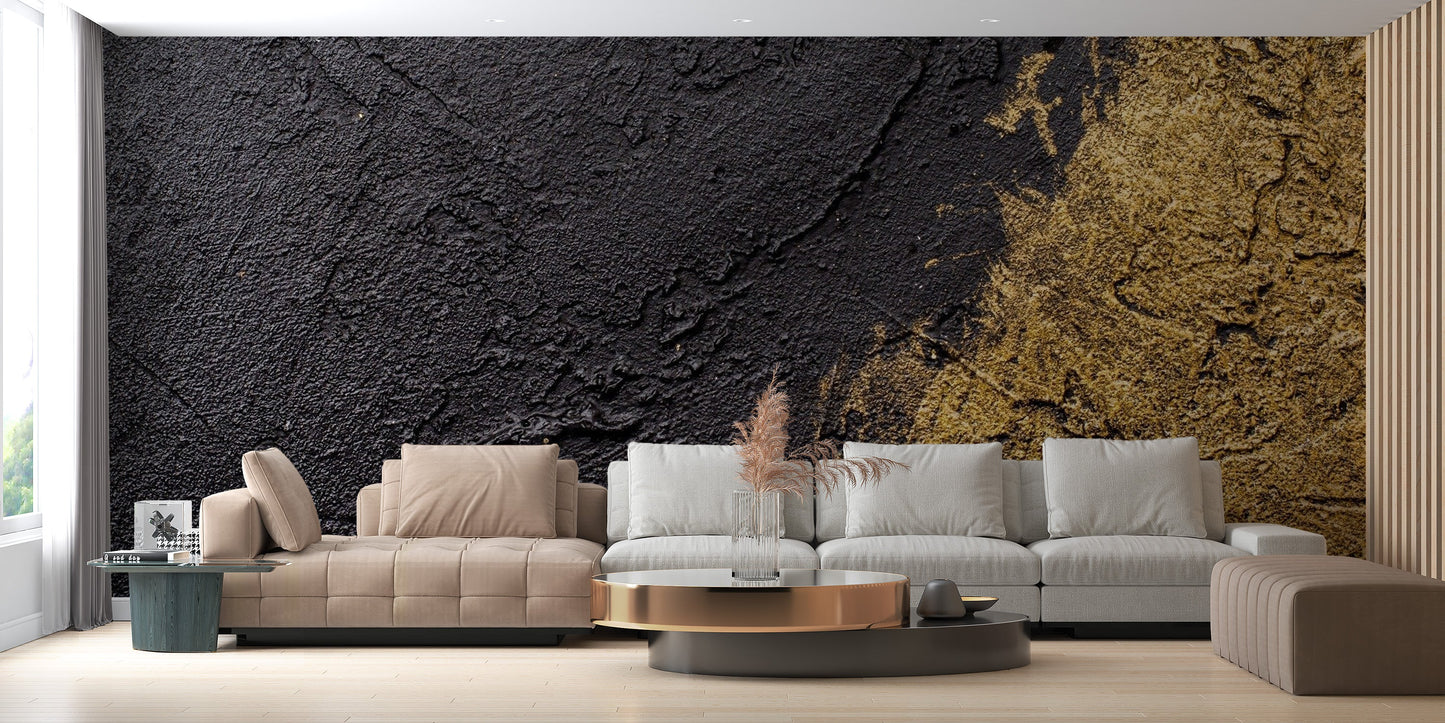 Textured Dual Tone Gold Wallpaper Mural - Giffywalls