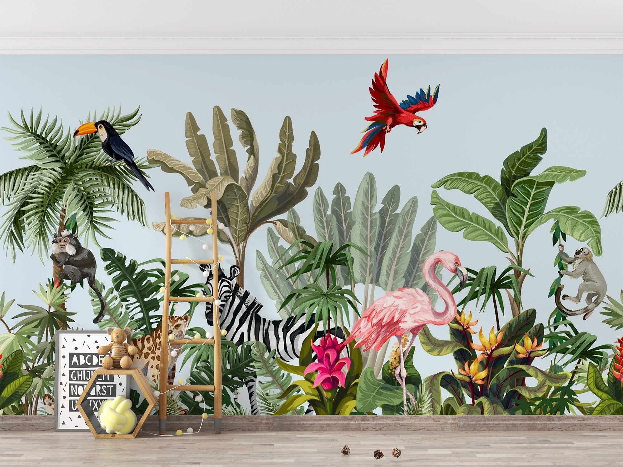 Tropical Animals & Birds Wallpaper Mural - Giffywalls