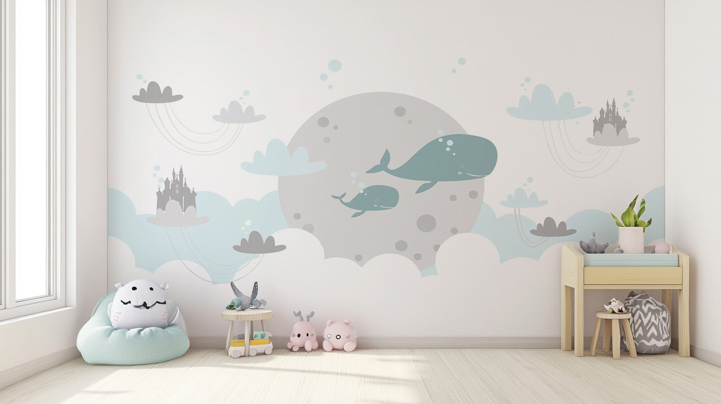 Cute Baby Room Cartoon Fish Wallpaper Mural for walls
