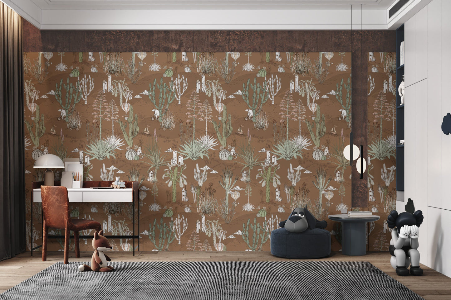 Desert-themed Saguaro Serenade wallpaper for chic interiors.