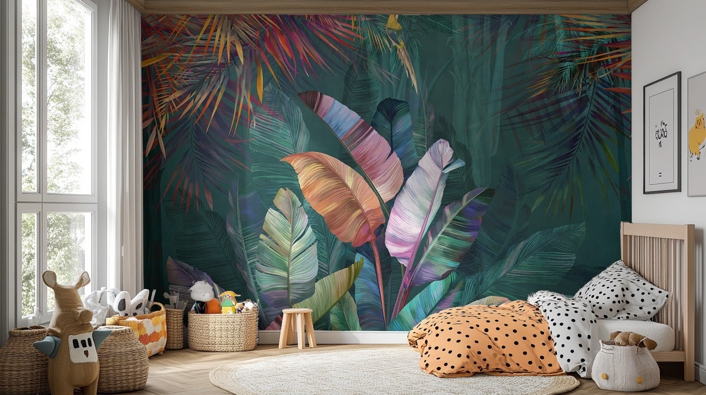 Exotic Island Breeze Leaf Mural Design