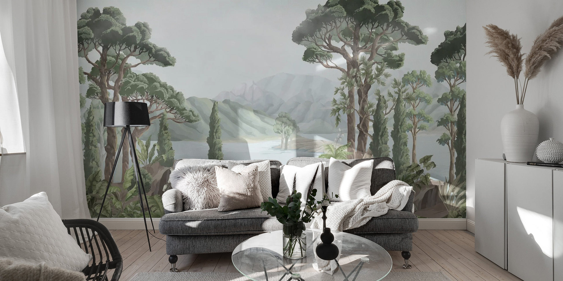 Dreamy jungle scenery wall design
