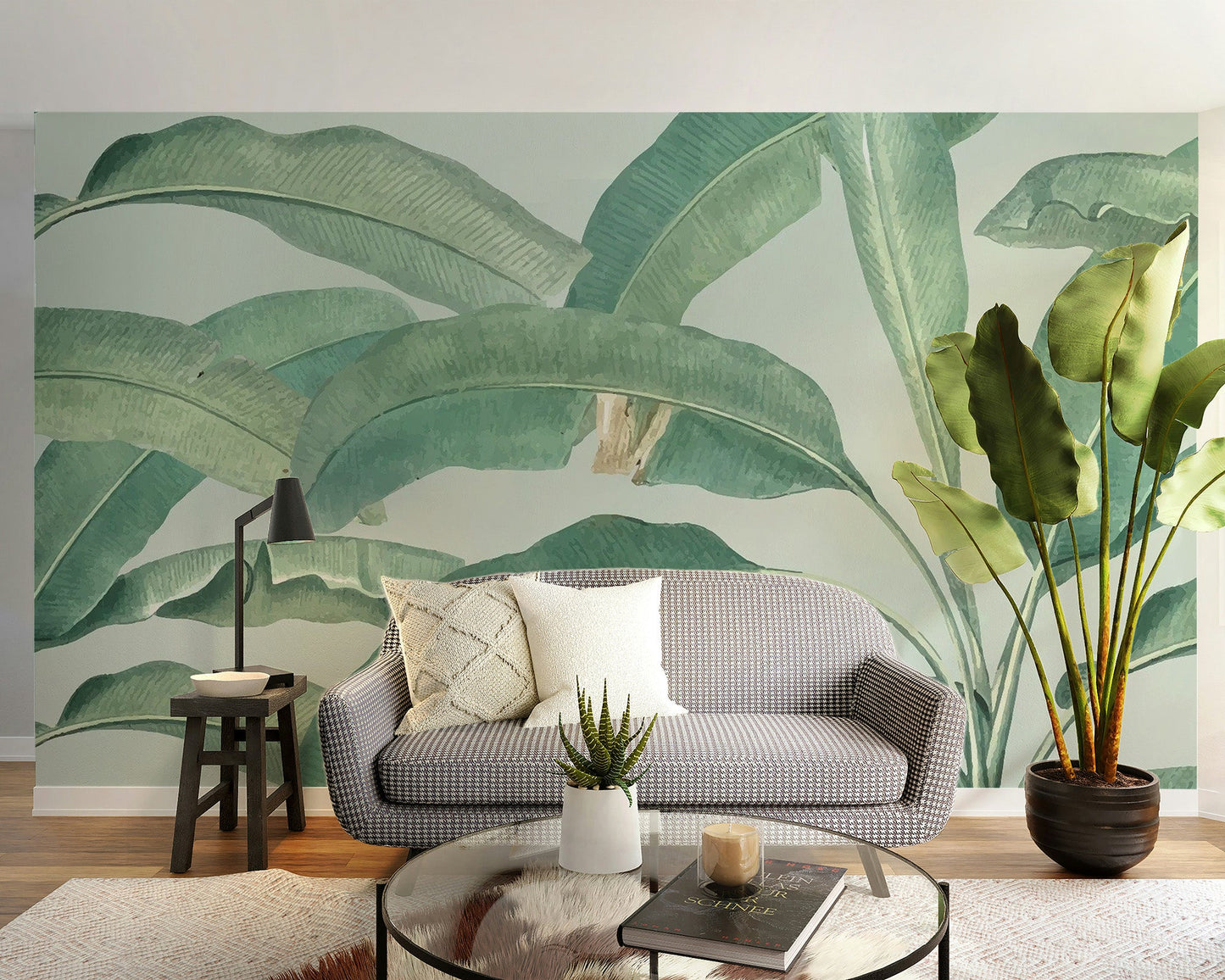 Tropical Banana Leaf Wallpaper Mural - Giffywalls