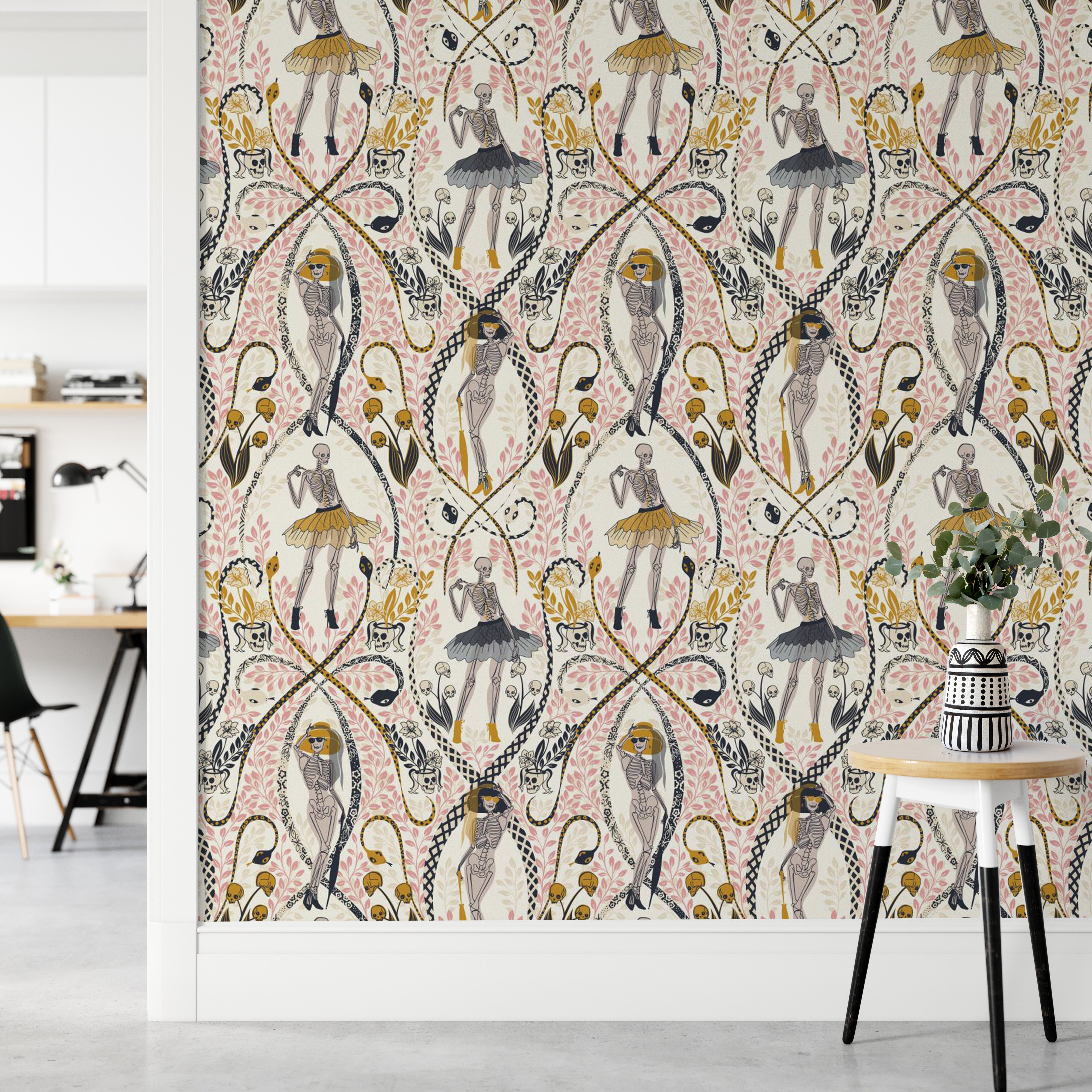 Spooky retro wallpaper for festive interiors