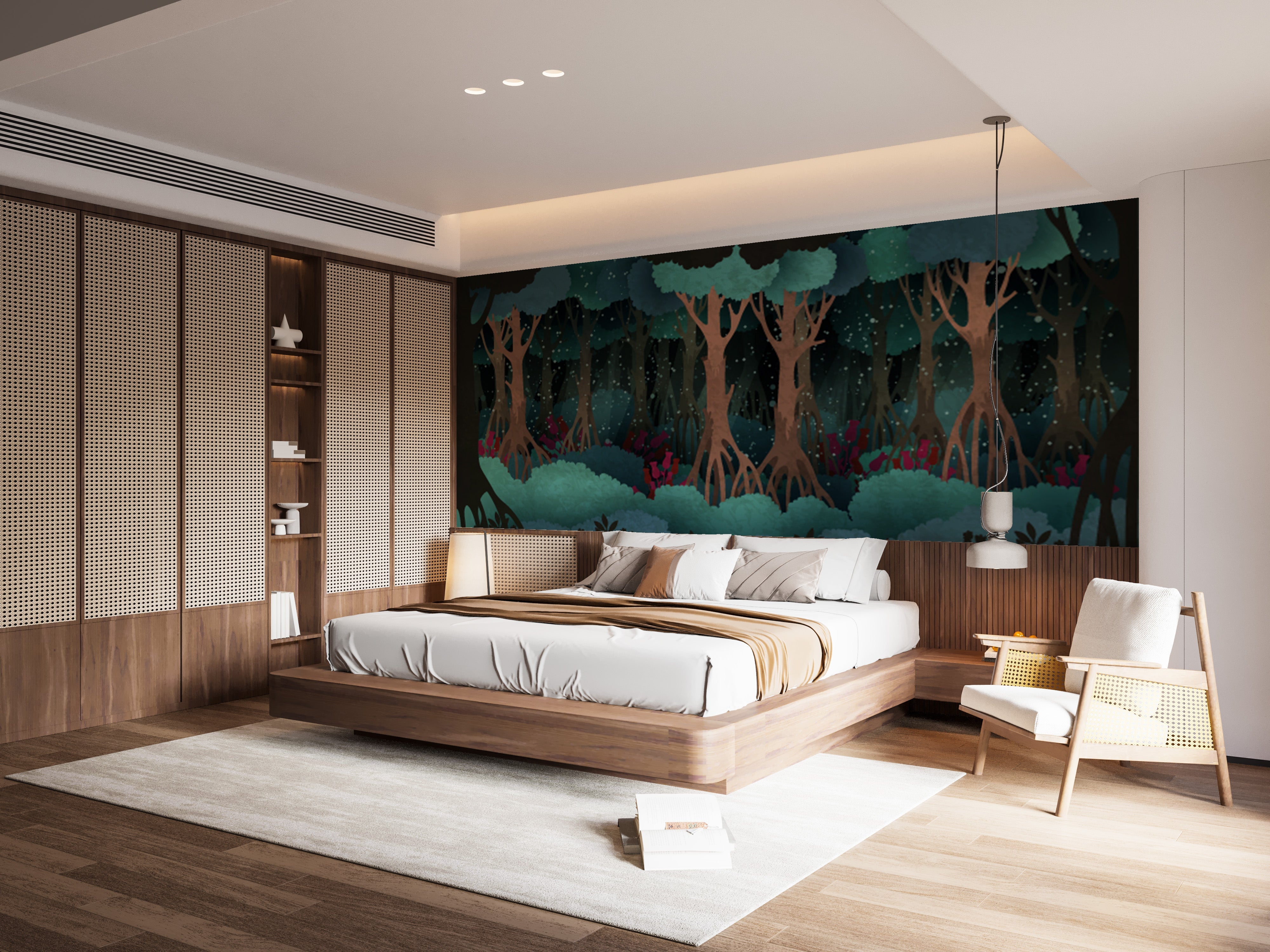 Green Watercolor Fairytale Forest Wallpaper Murals - Giffywalls