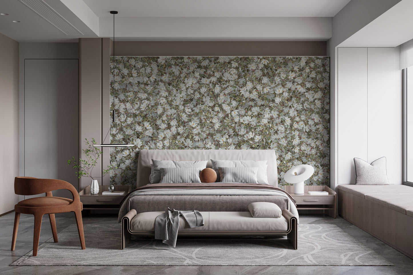 White Magnolia Floral Wallpaper Murals - Giffywalls