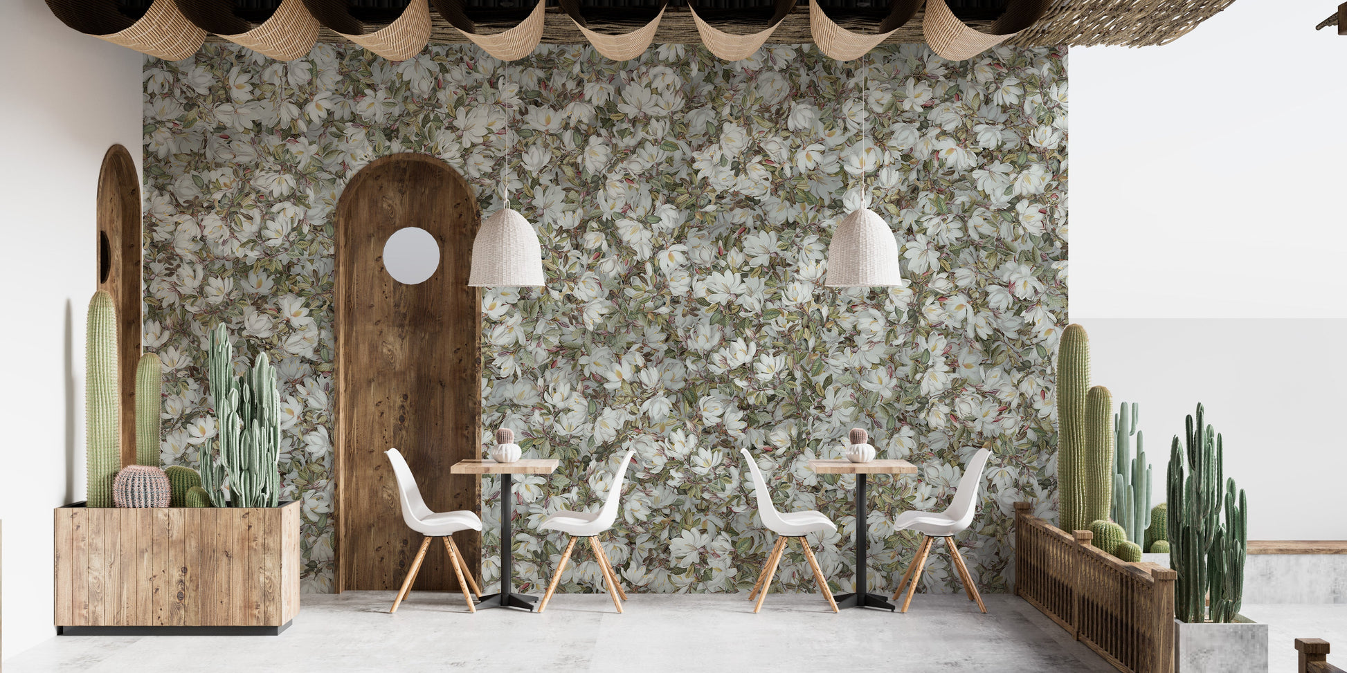 White Magnolia Floral Wallpaper Murals - Giffywalls