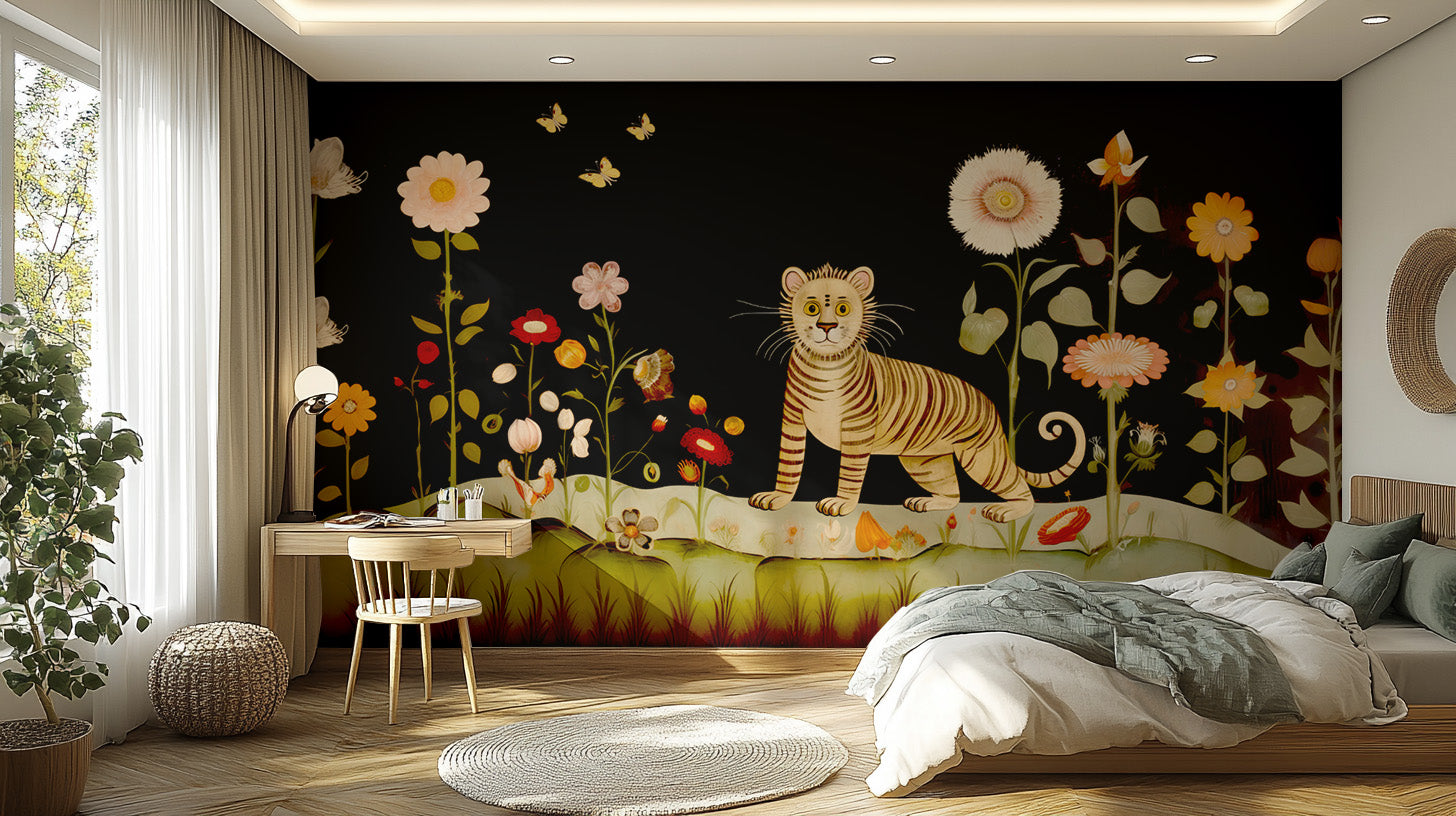 Tibetan Flower Tiger Wallpaper Murals - Giffywalls