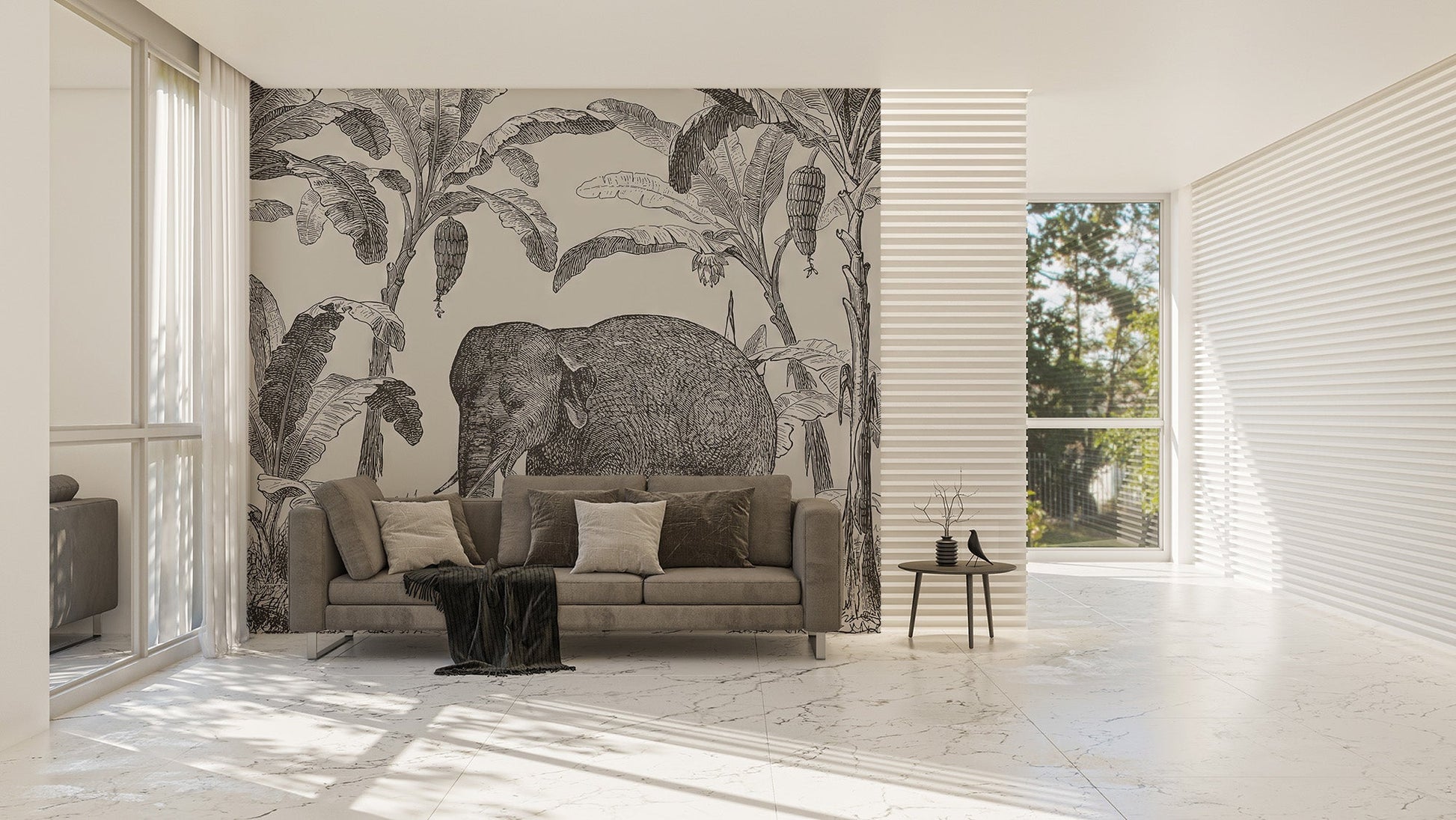 Vintage Elephant Wallpaper Mural - Giffywalls