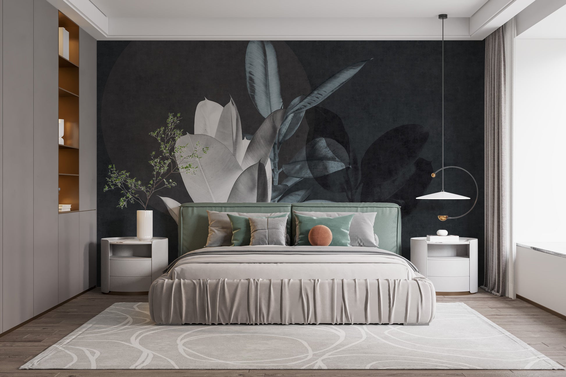 Large Leaves Textured Wallpaper Murals - Giffywalls