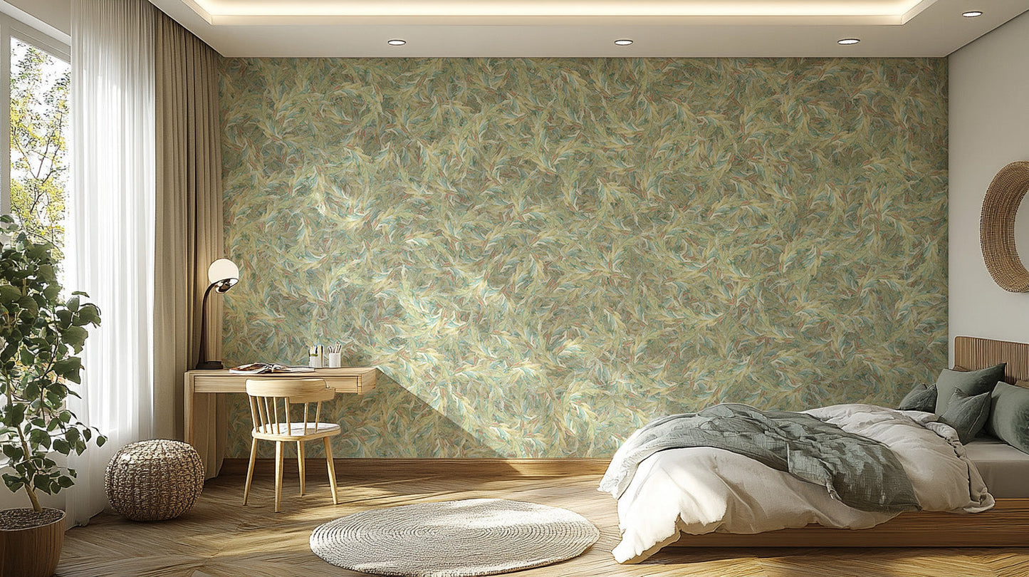 Watercolor Dancing Green Leaf Wallpaper Murals - Giffywalls