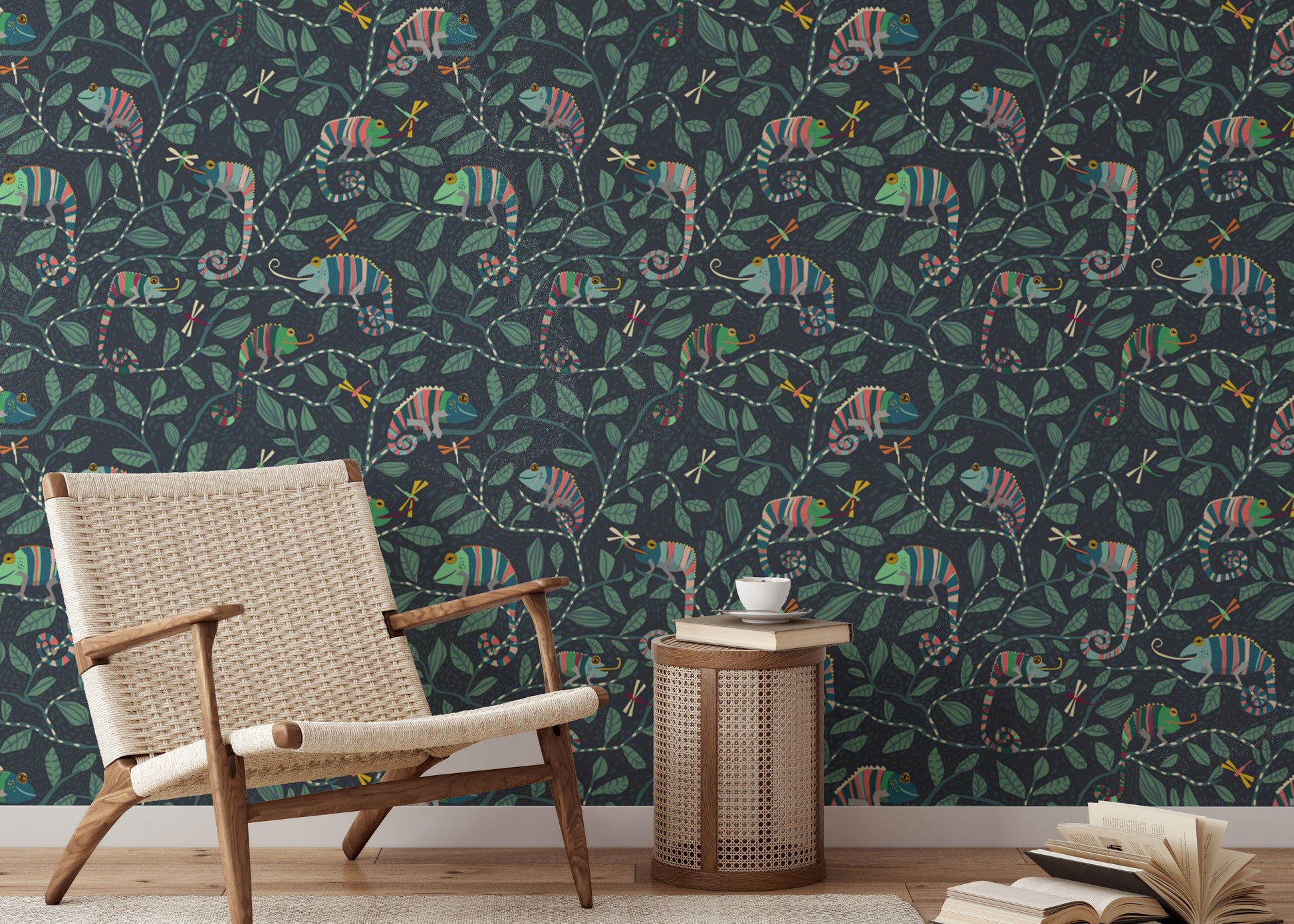 Contemporary Chameleon Camouflage Wallpaper Design
