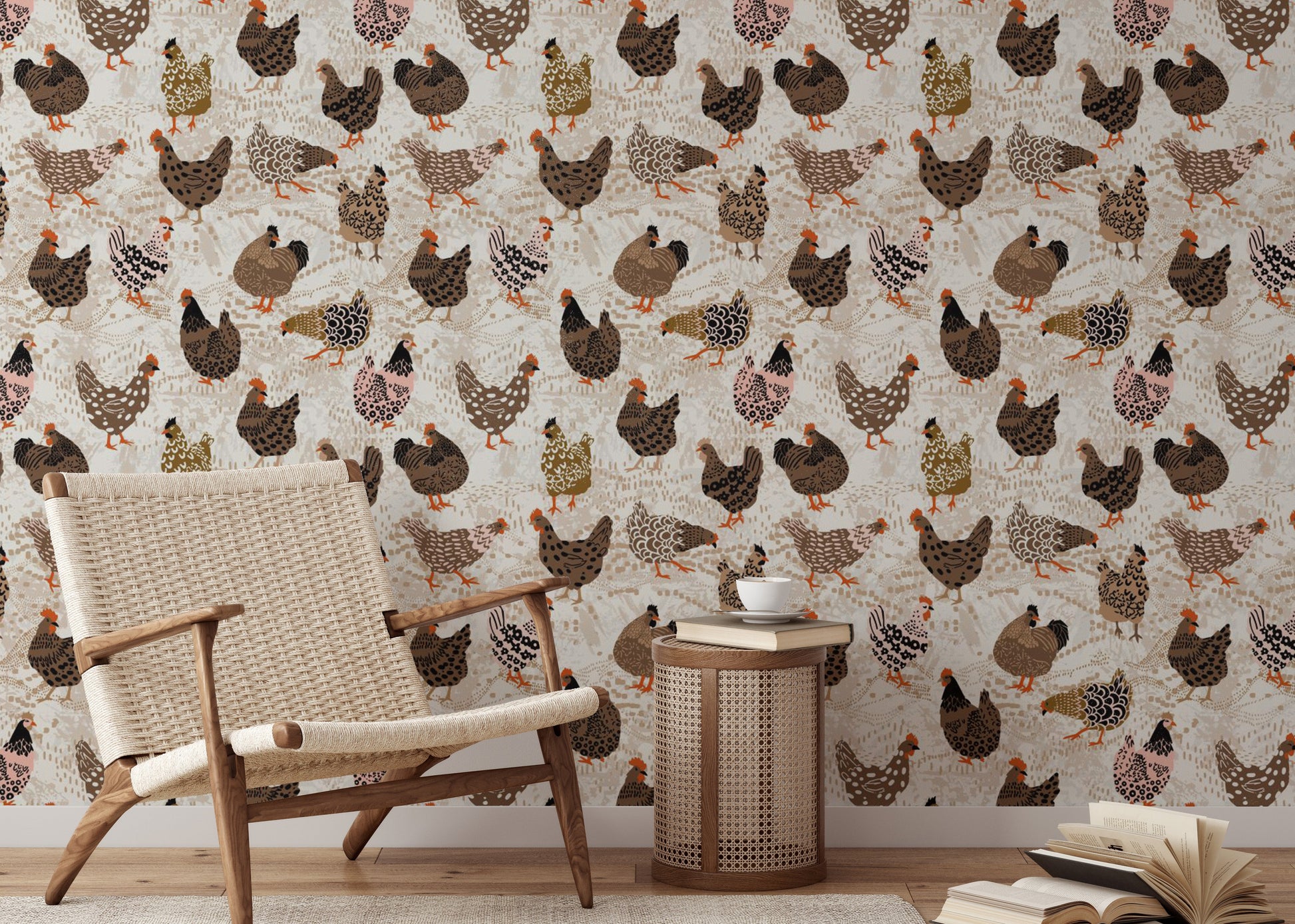 Trendy flock wallpaper for rustic homes