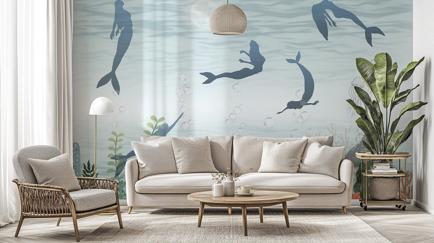 Mermaid Whispers Ocean Mural stick on wallpaper