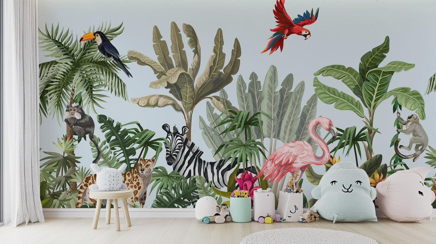 Tropical Animals & Birds Wallpaper Mural - Giffywalls