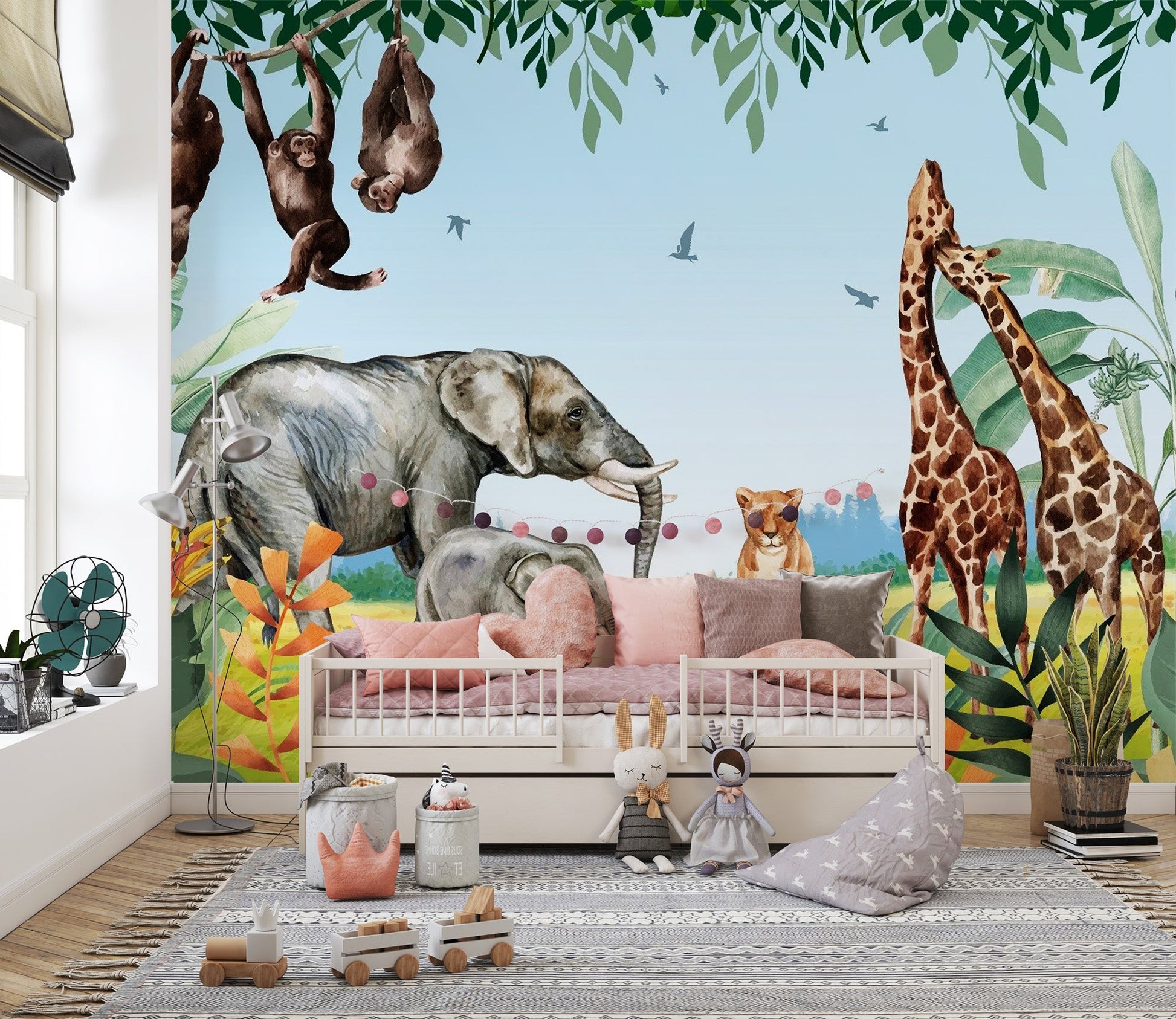 African Safari Jungle Animals Wallpaper Mural - Giffywalls