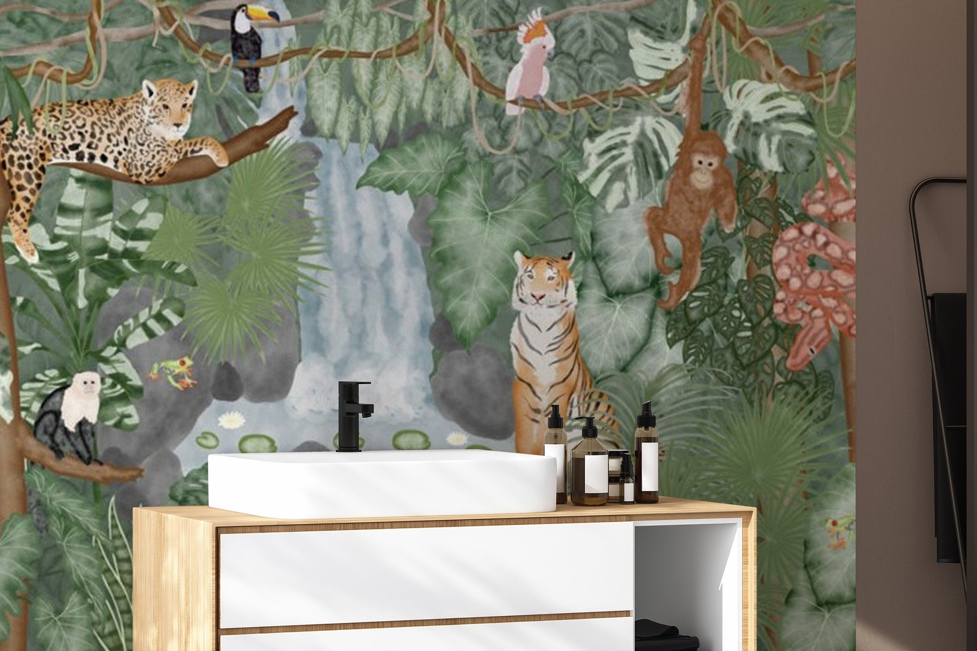 Tropical Fauna Fantasy Fresco Mural - Giffywalls