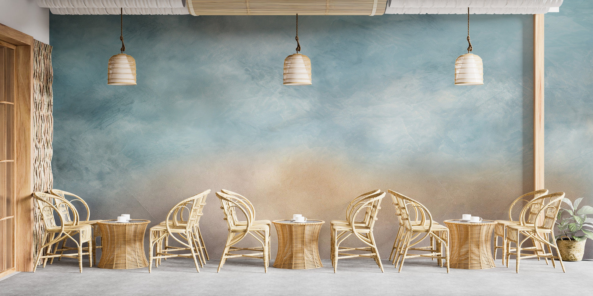 Bring a calming touch to your cafe with ombre cloud mural