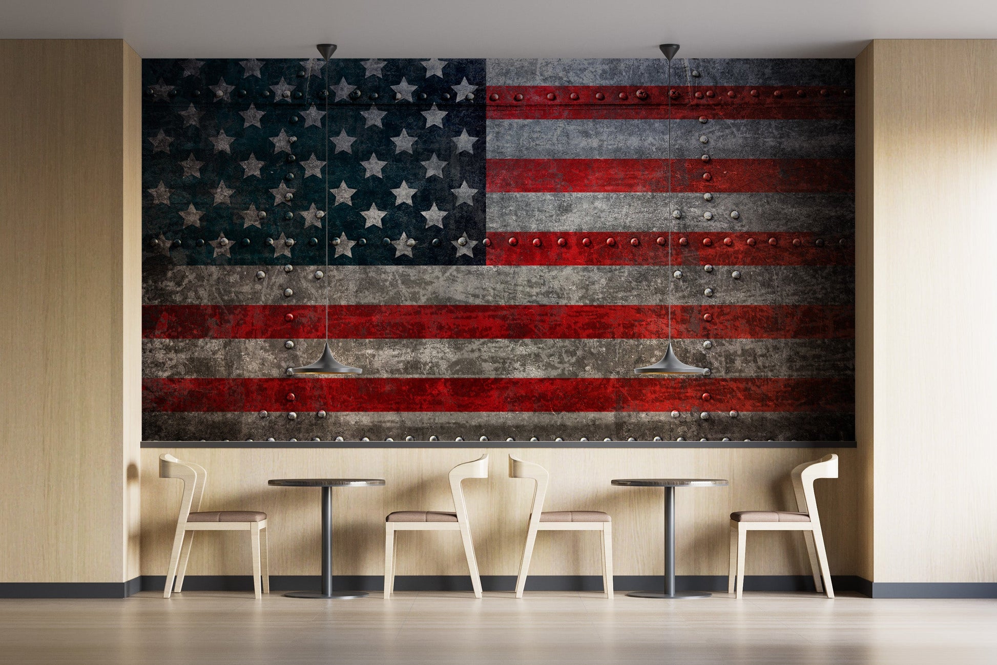 Rustic Steel American Flag Wallpaper - Giffywalls