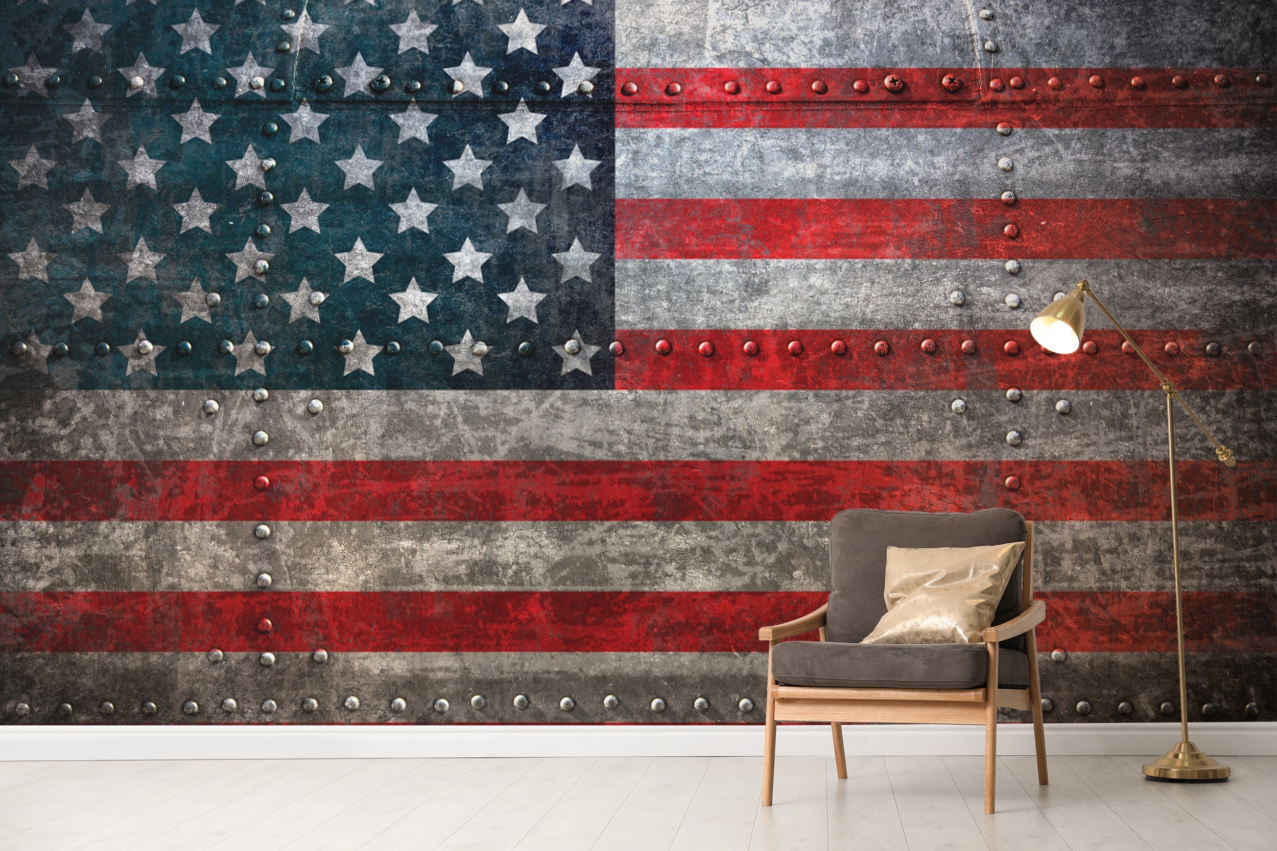 Rustic Steel American Flag Wallpaper - Giffywalls