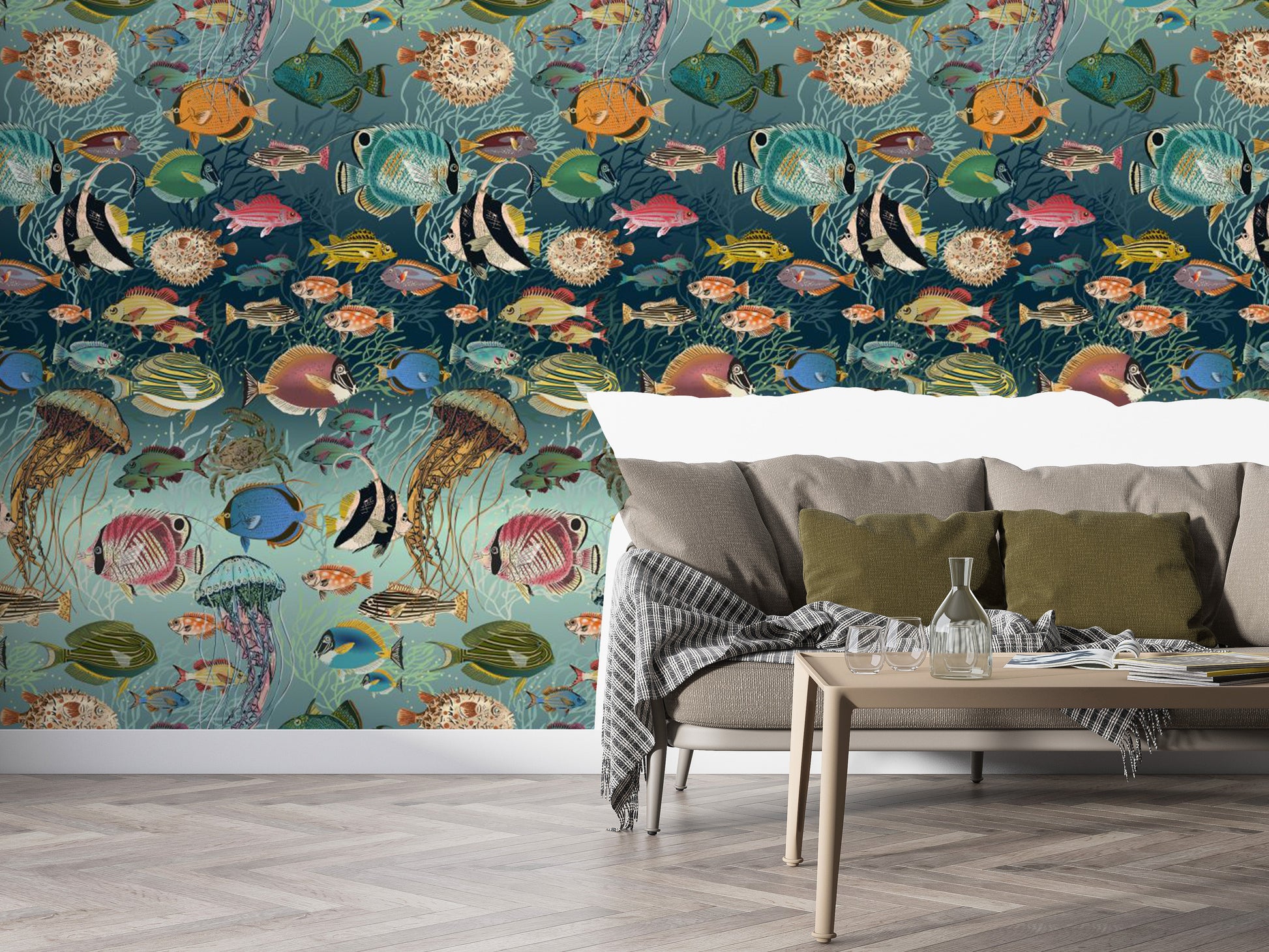 Enchanting Marine Mosaic Wallpaper - Giffywalls