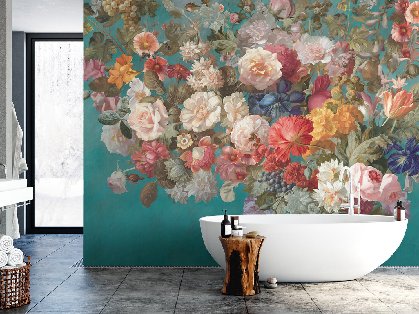 Artistic peel-and-stick murals with Dutch floral motifs