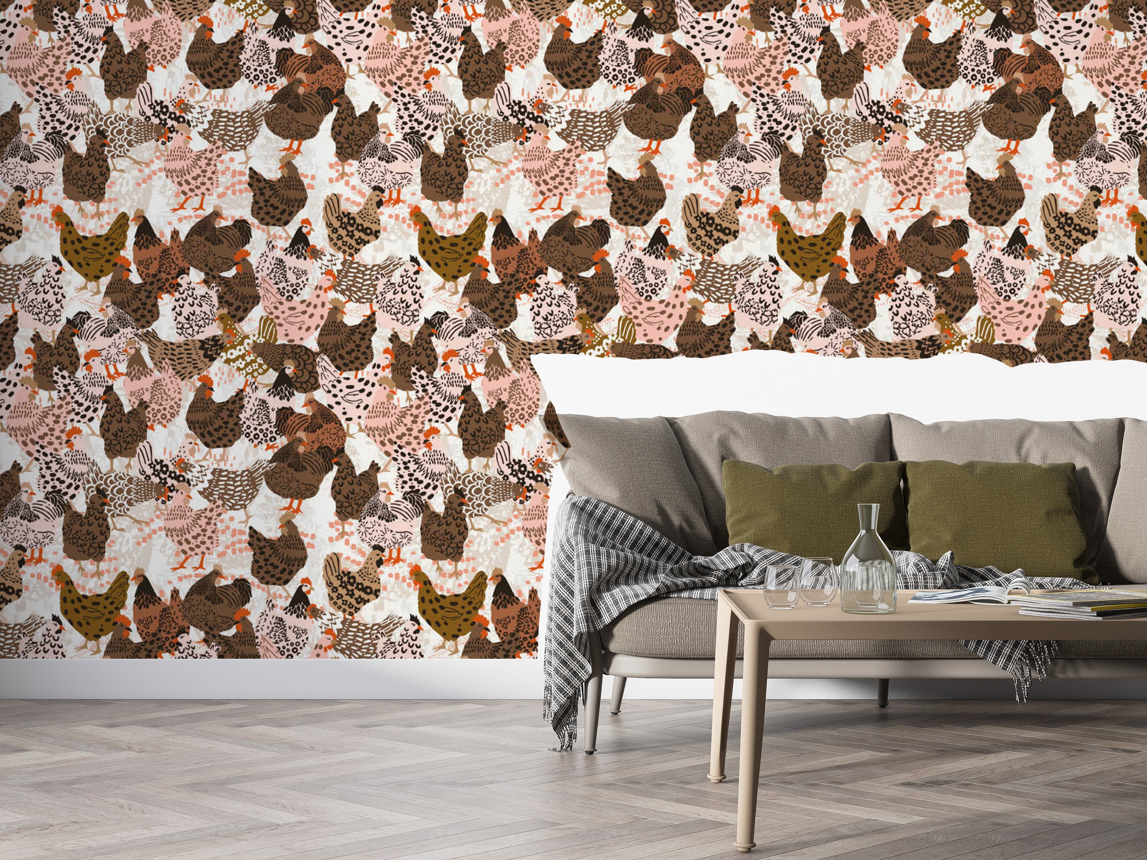 Chic poultry wallpaper with elegant style