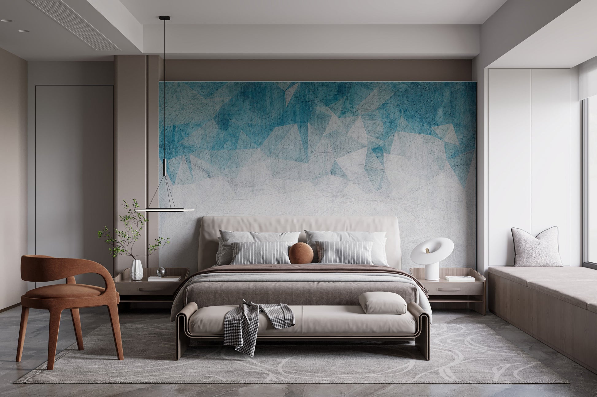 Crumbled blue color wallpaper murals for walls