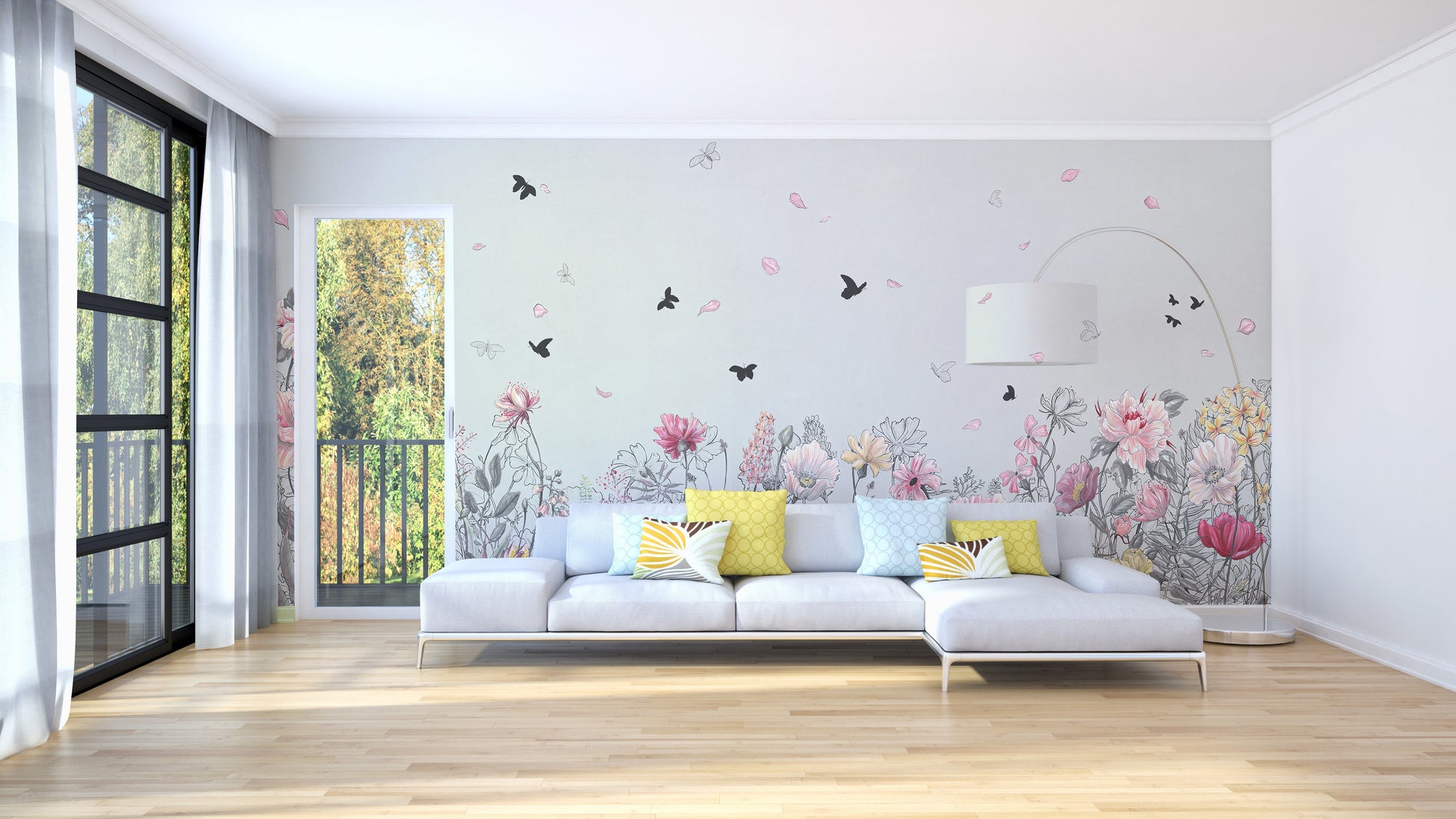 Serene Floral Orchard Wallpaper Murals - Giffywalls