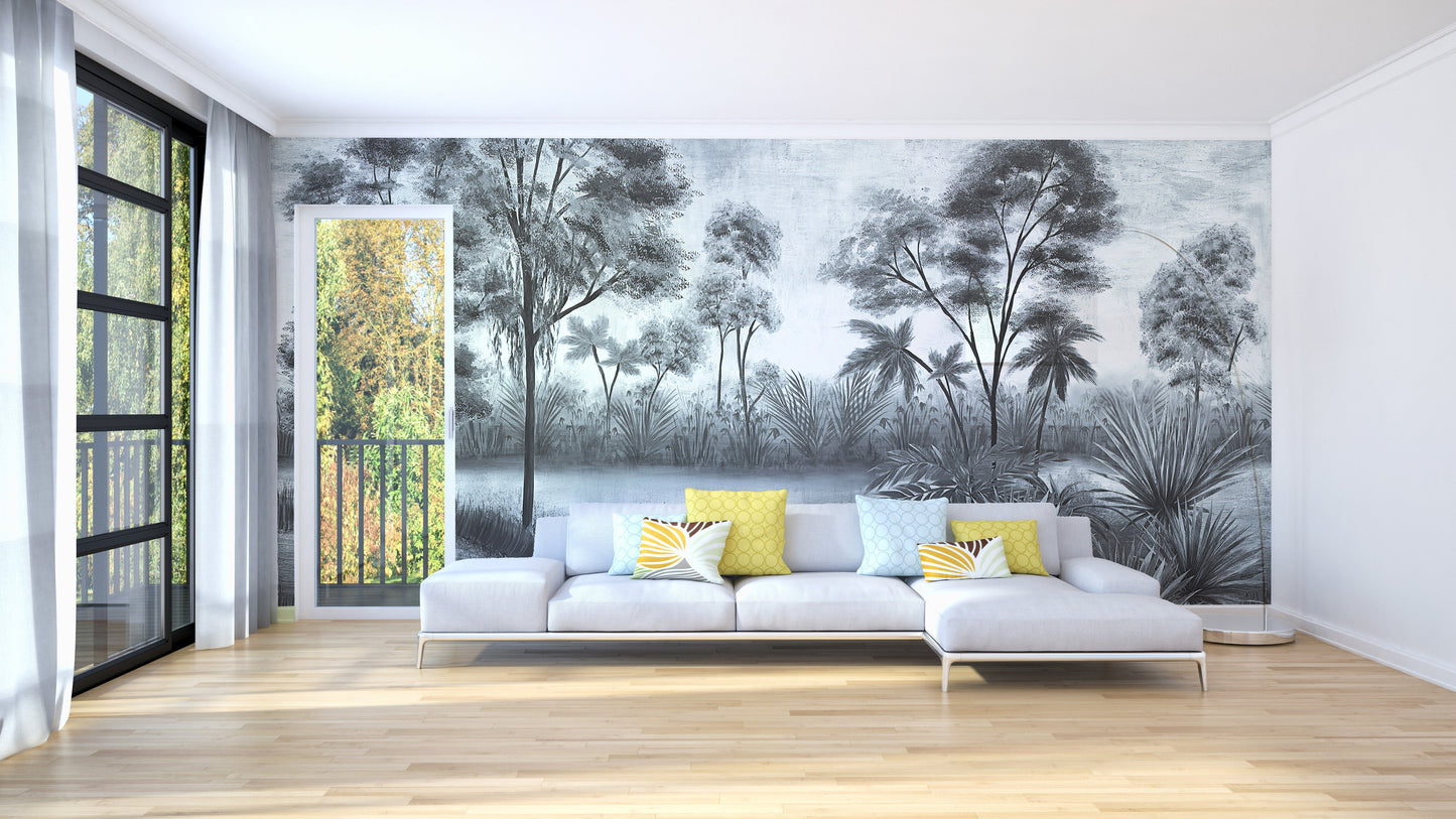 Gloomy Trees Textured Wallpaper Murals - Giffywalls