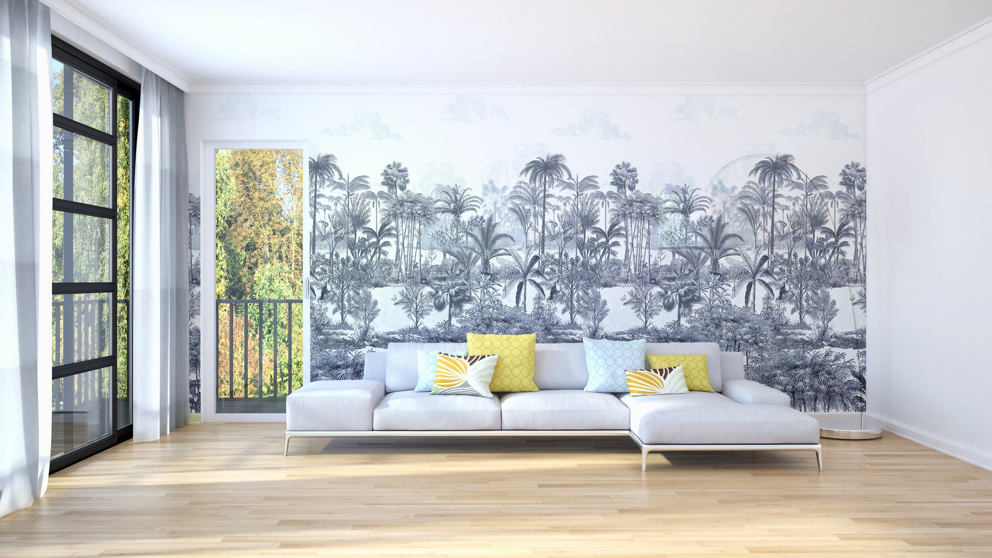 Blue Shades Palm Trees Wallpaper Murals - Giffywalls