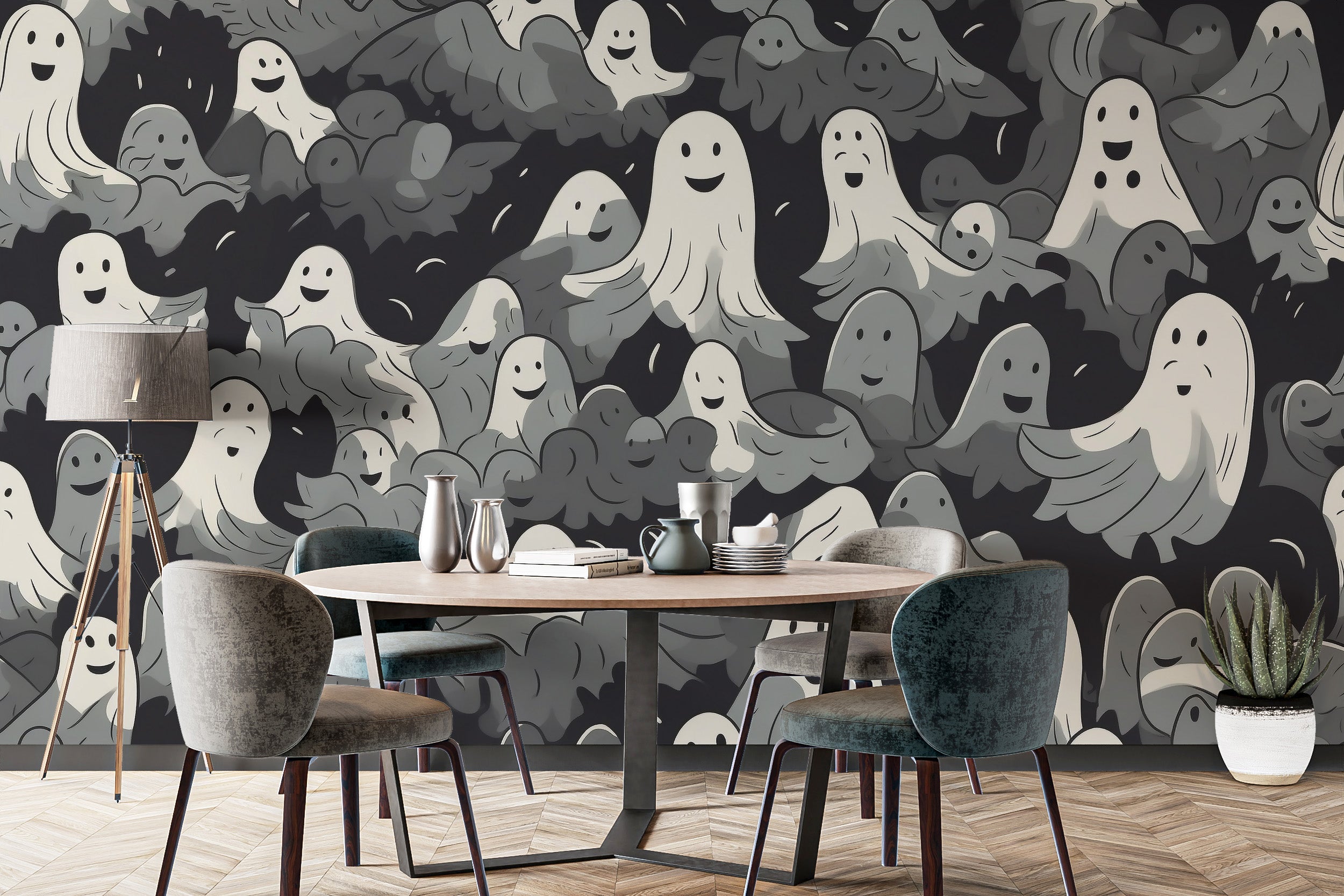 Black and White Ghosts Halloween Wallpaper - Giffywalls