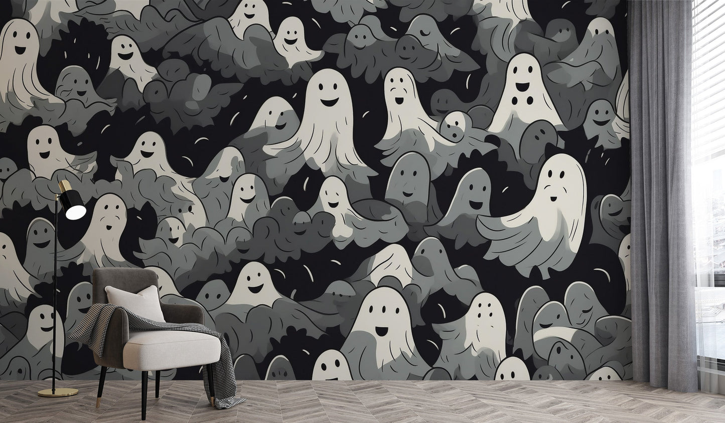 Black and White Wallpaper with ghostly charm