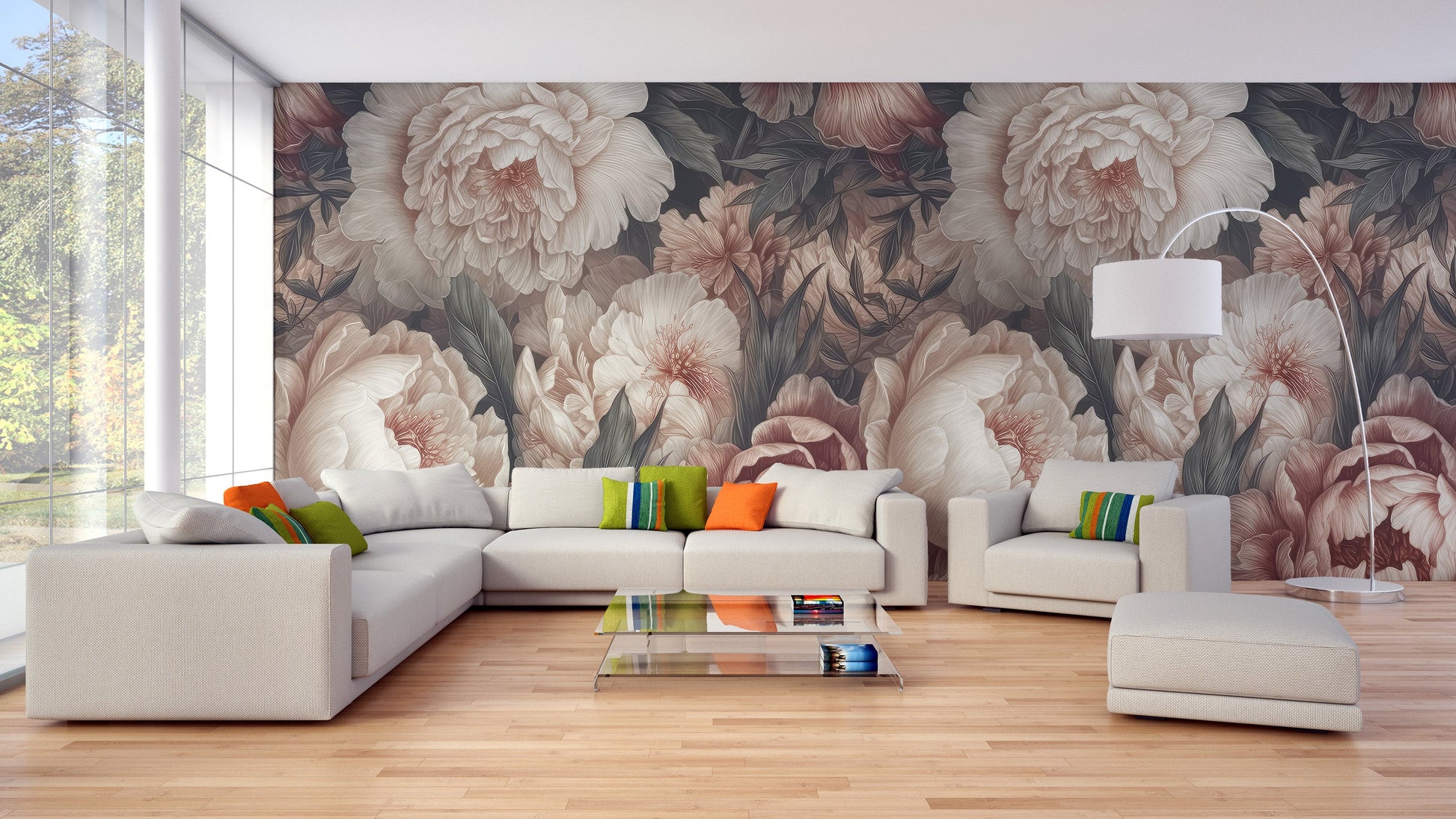 Peony Flower Wallpaper Mural - Giffywalls