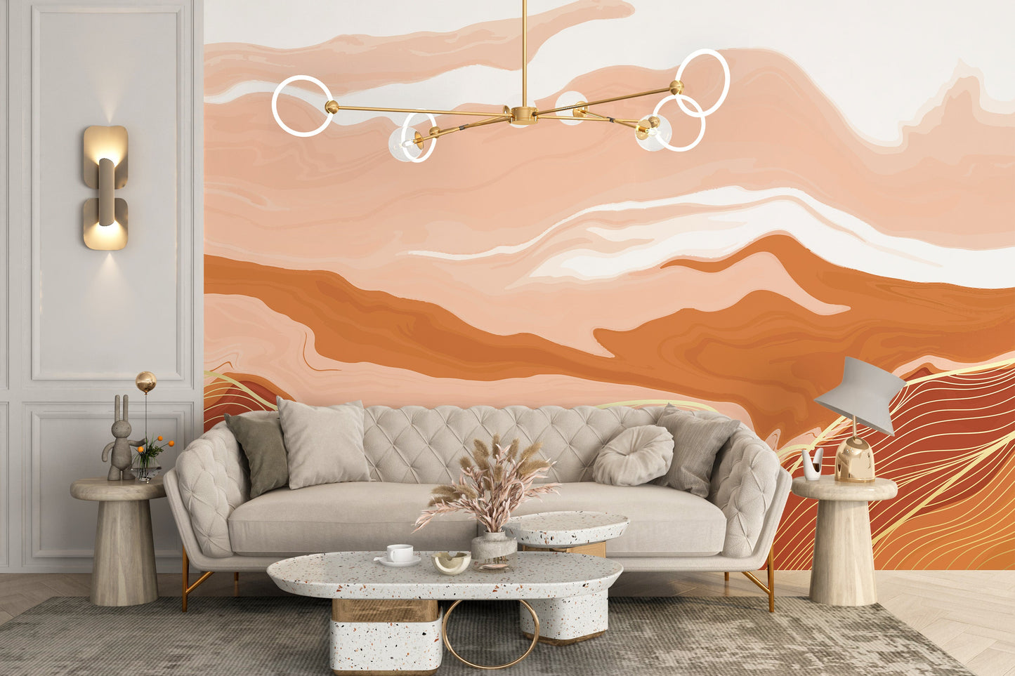 Orange Wavy Marble Wallpaper Murals - Giffywalls