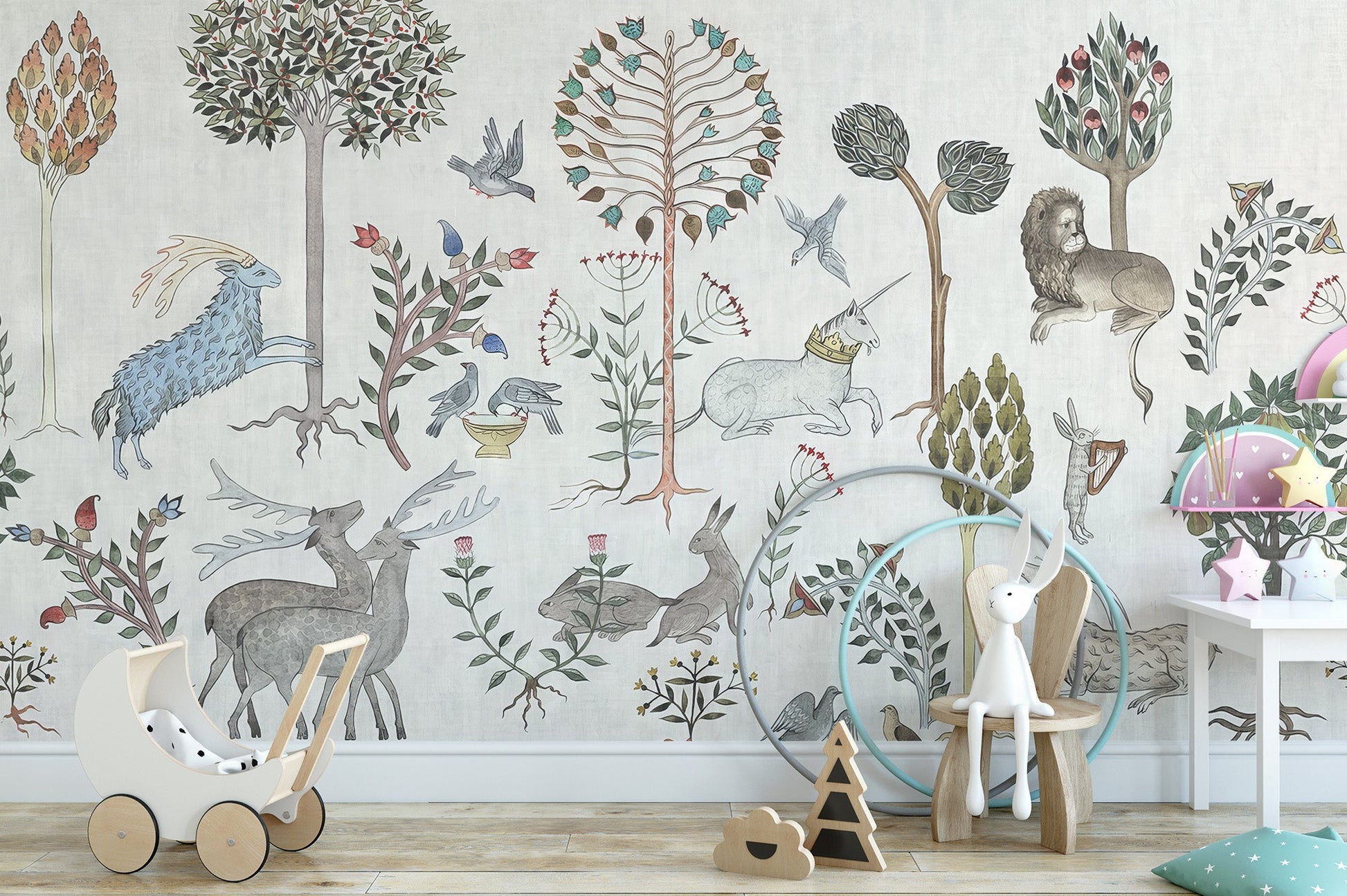 Whimsical Wildlife Wallpaper Mural - Giffywalls