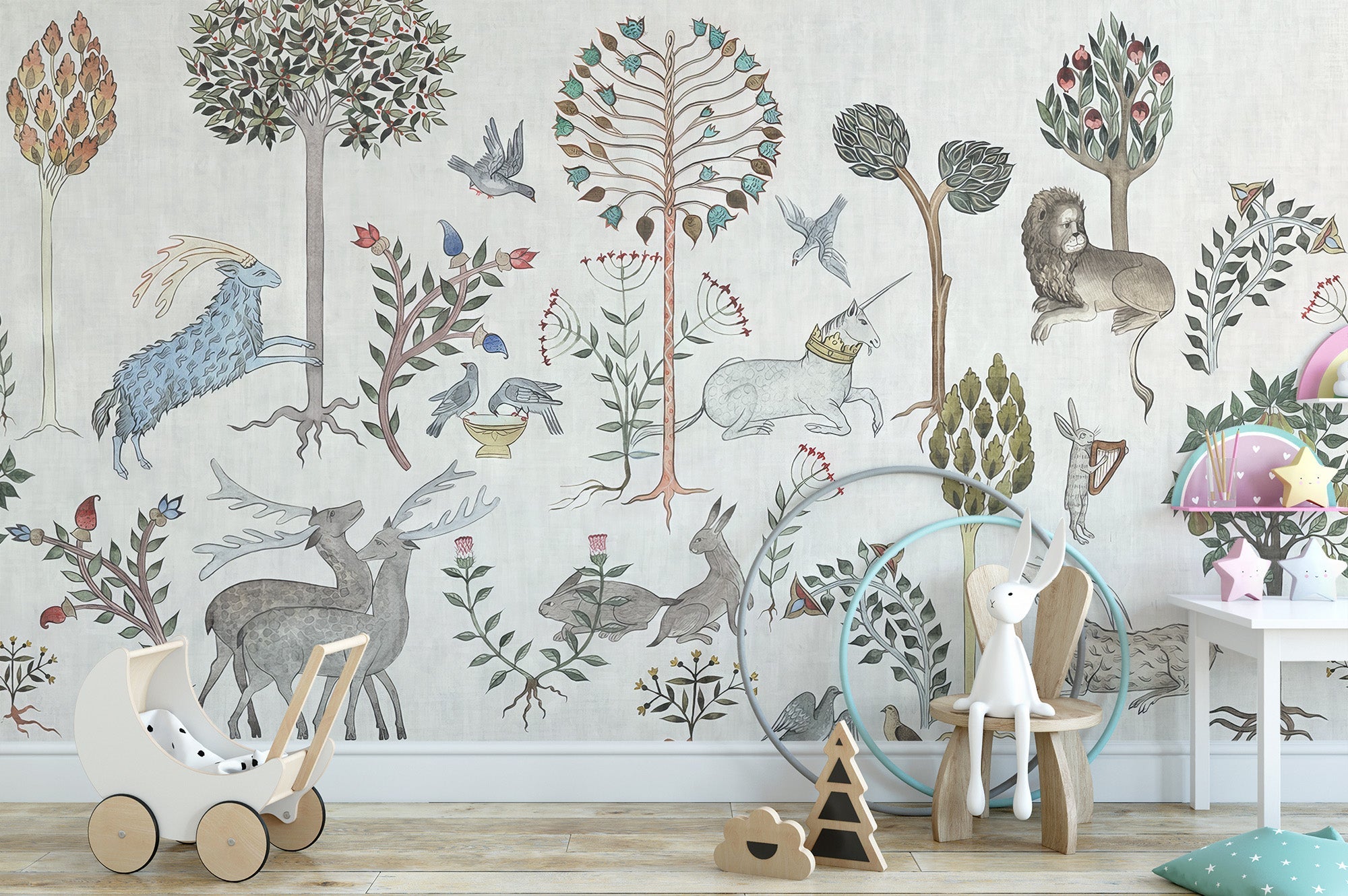 Whimsical Wildlife Wallpaper Mural - Giffywalls