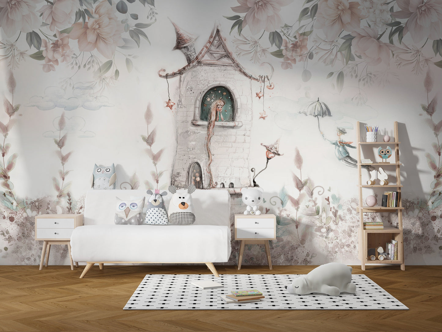 Princess Tower Floral Wallpaper Mural - Giffywalls