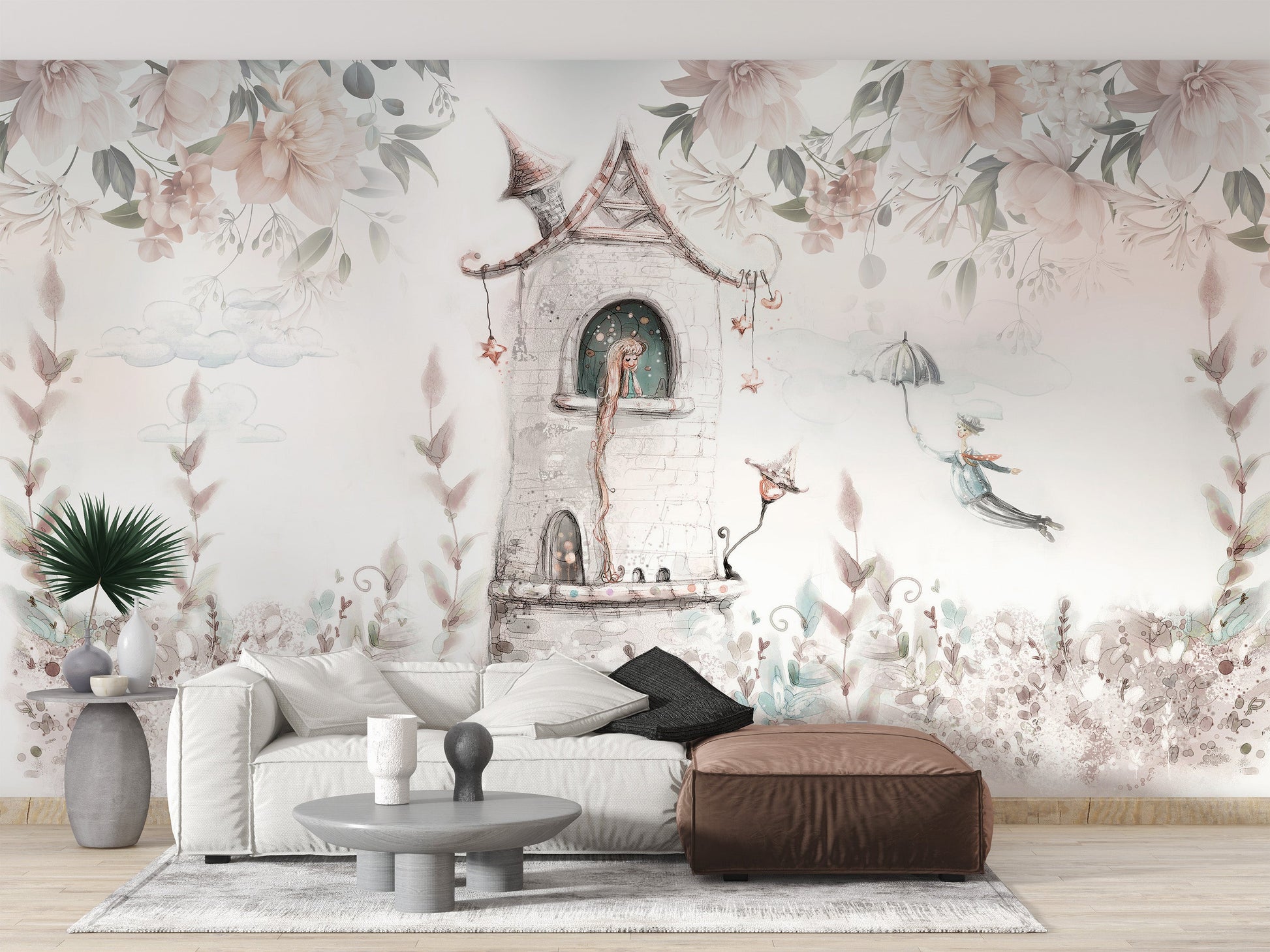 Princess Tower Floral Wallpaper Mural - Giffywalls