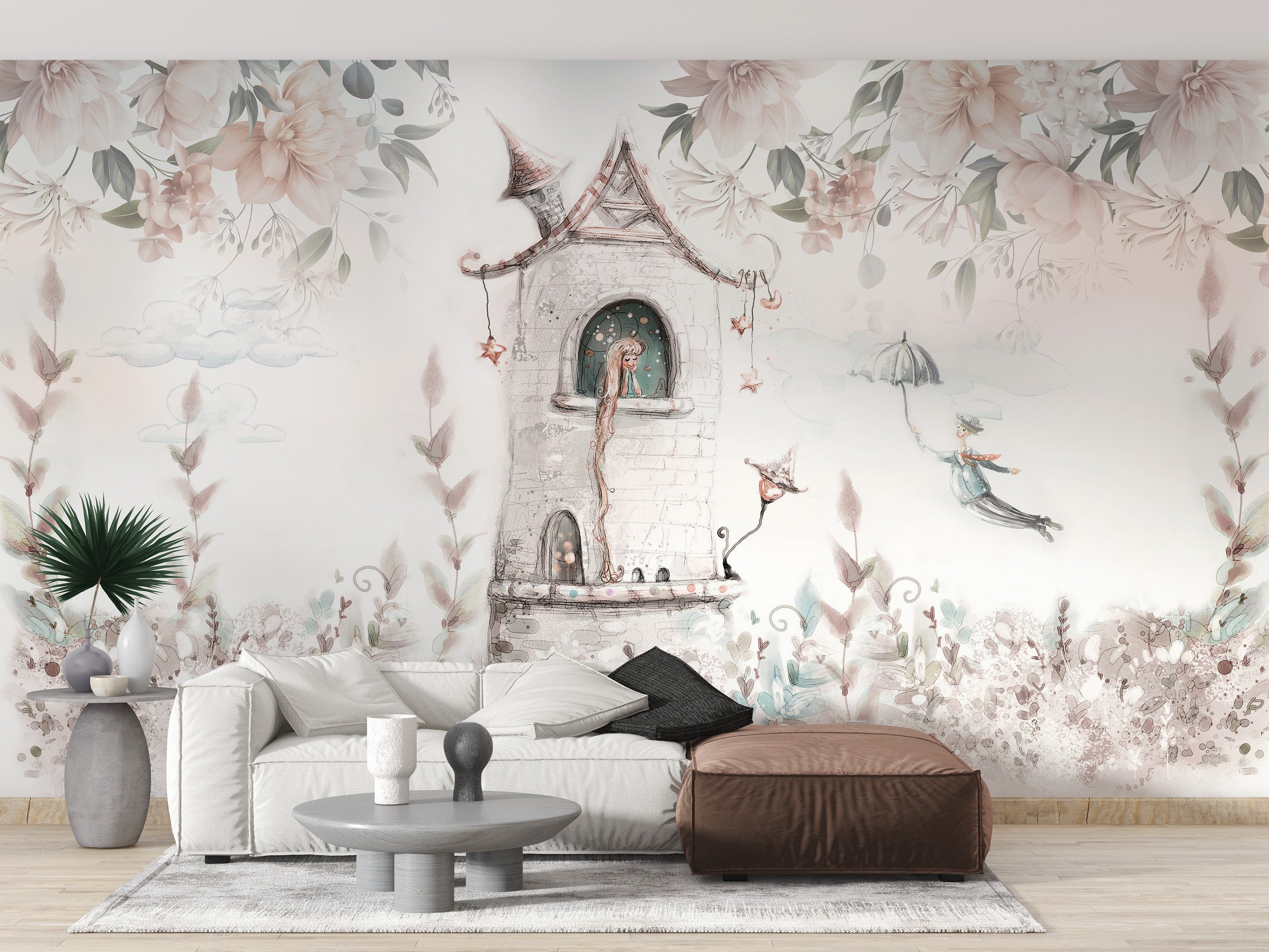 Princess Tower Floral Wallpaper Mural - Giffywalls