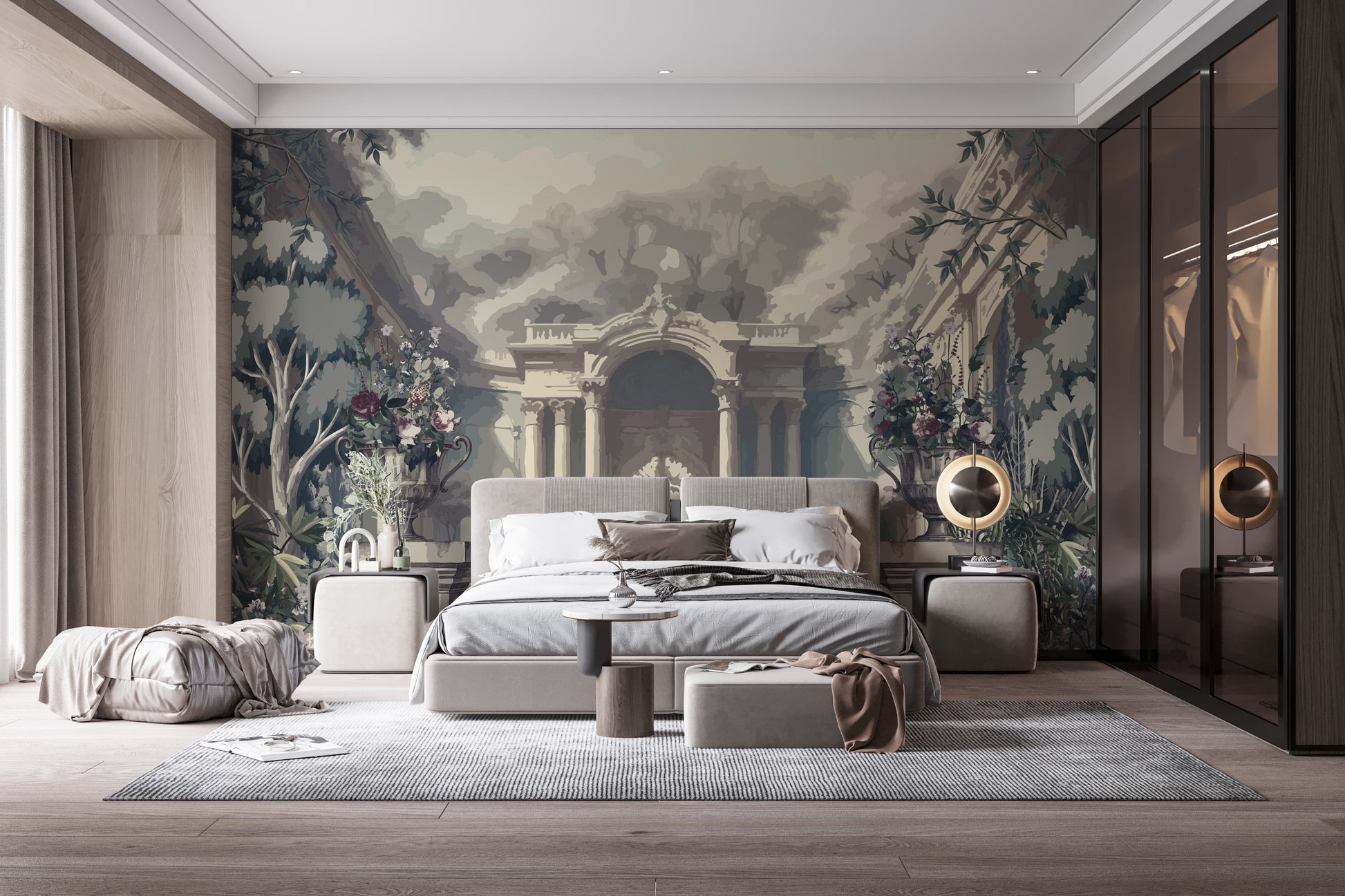 A Dreamy Skyline Tropical Trees Wallpaper Mural - Giffywalls