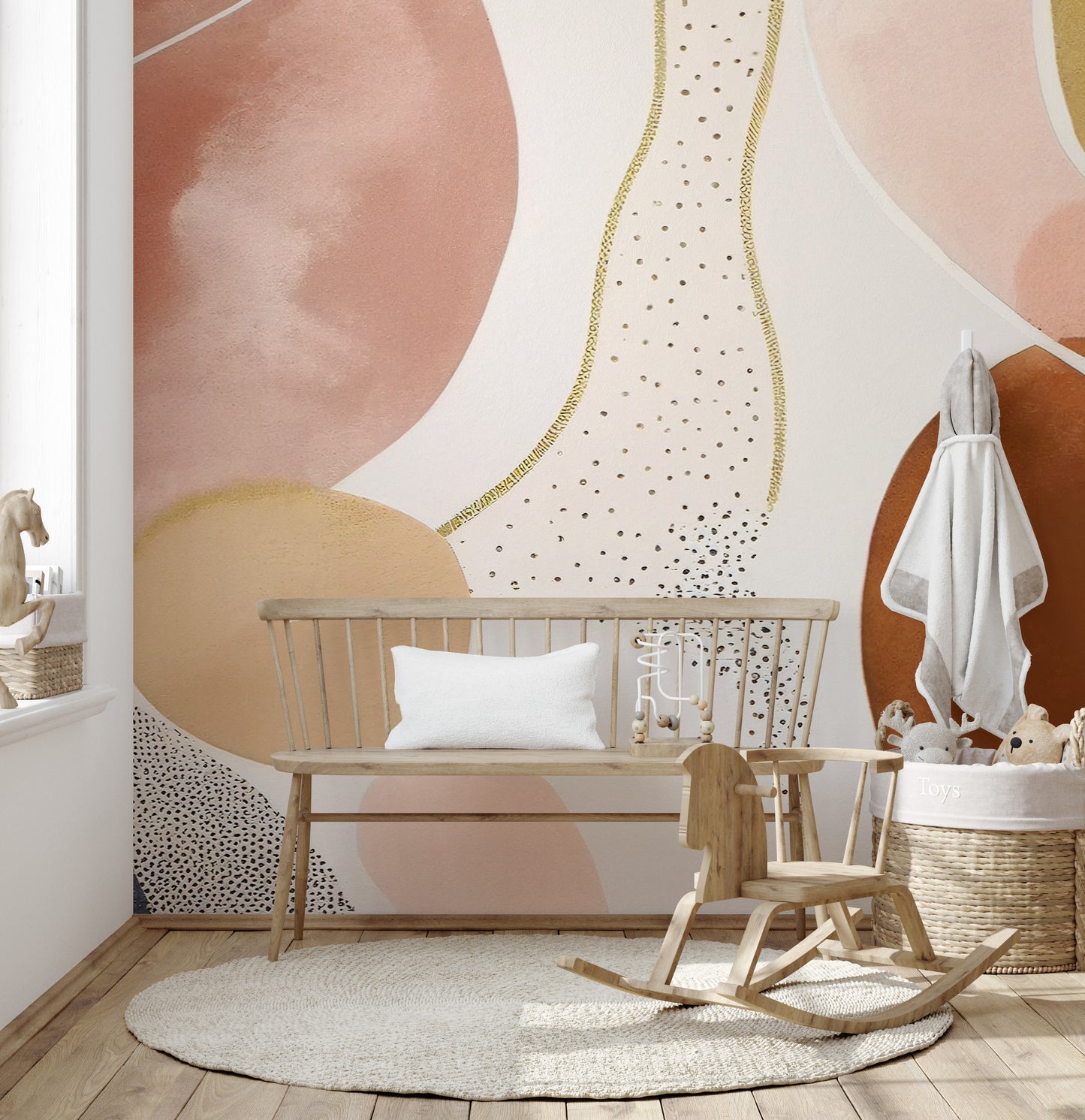 Abstract Gold and Pink Artistic Wall Mural