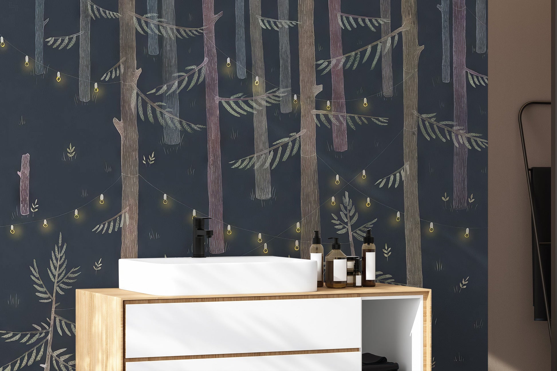 Midnight Grove Fairy Lights Mural - Giffywalls